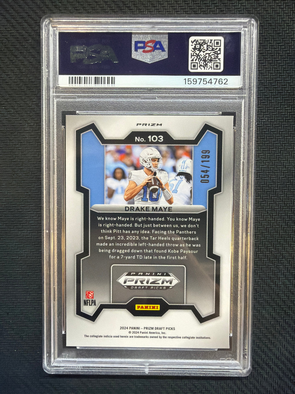 2024 Prizm Draft Drake Maye Blue /199 PSA 10 762