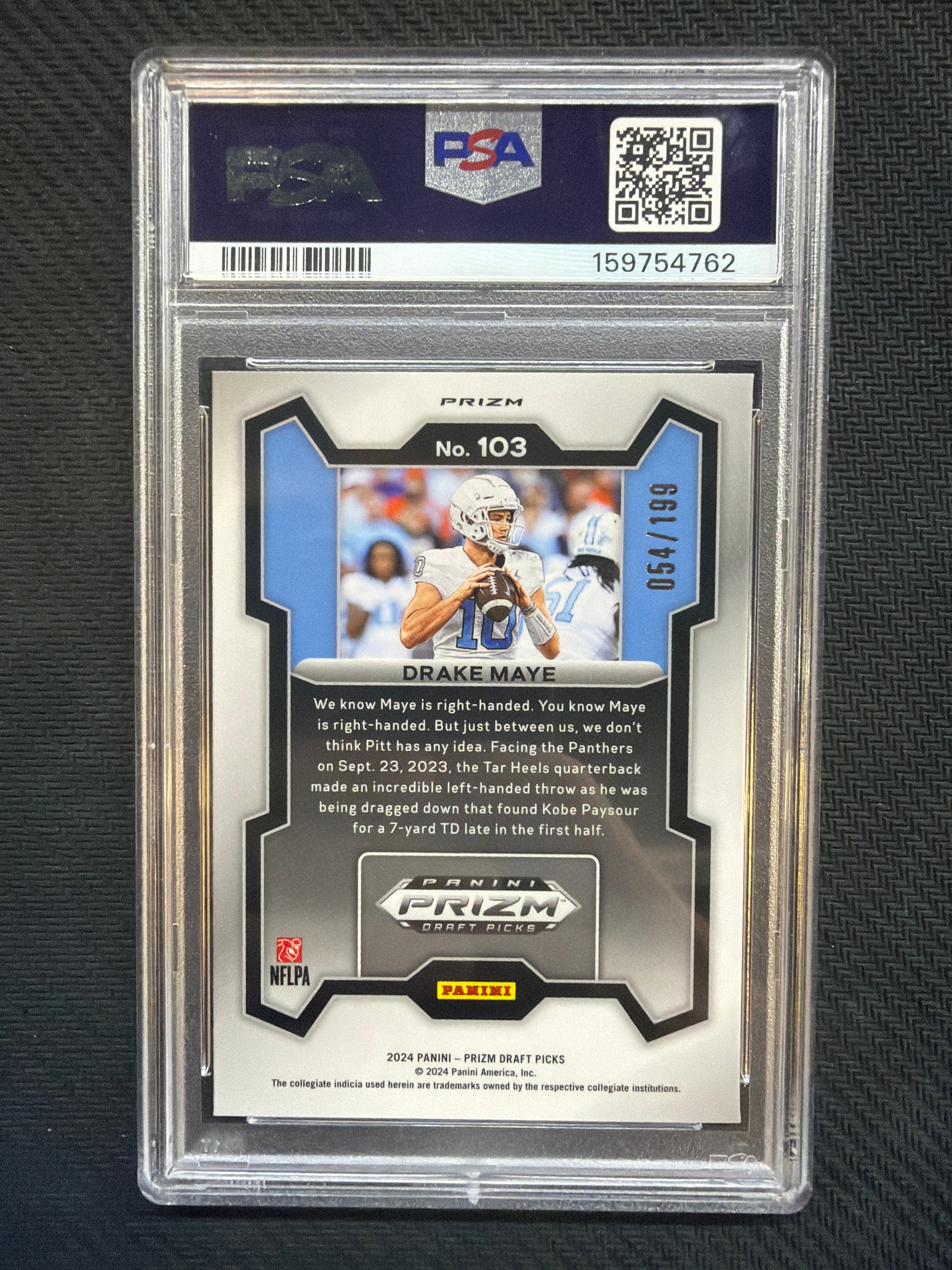 2024 Prizm Draft Drake Maye Blue /199 PSA 10 762