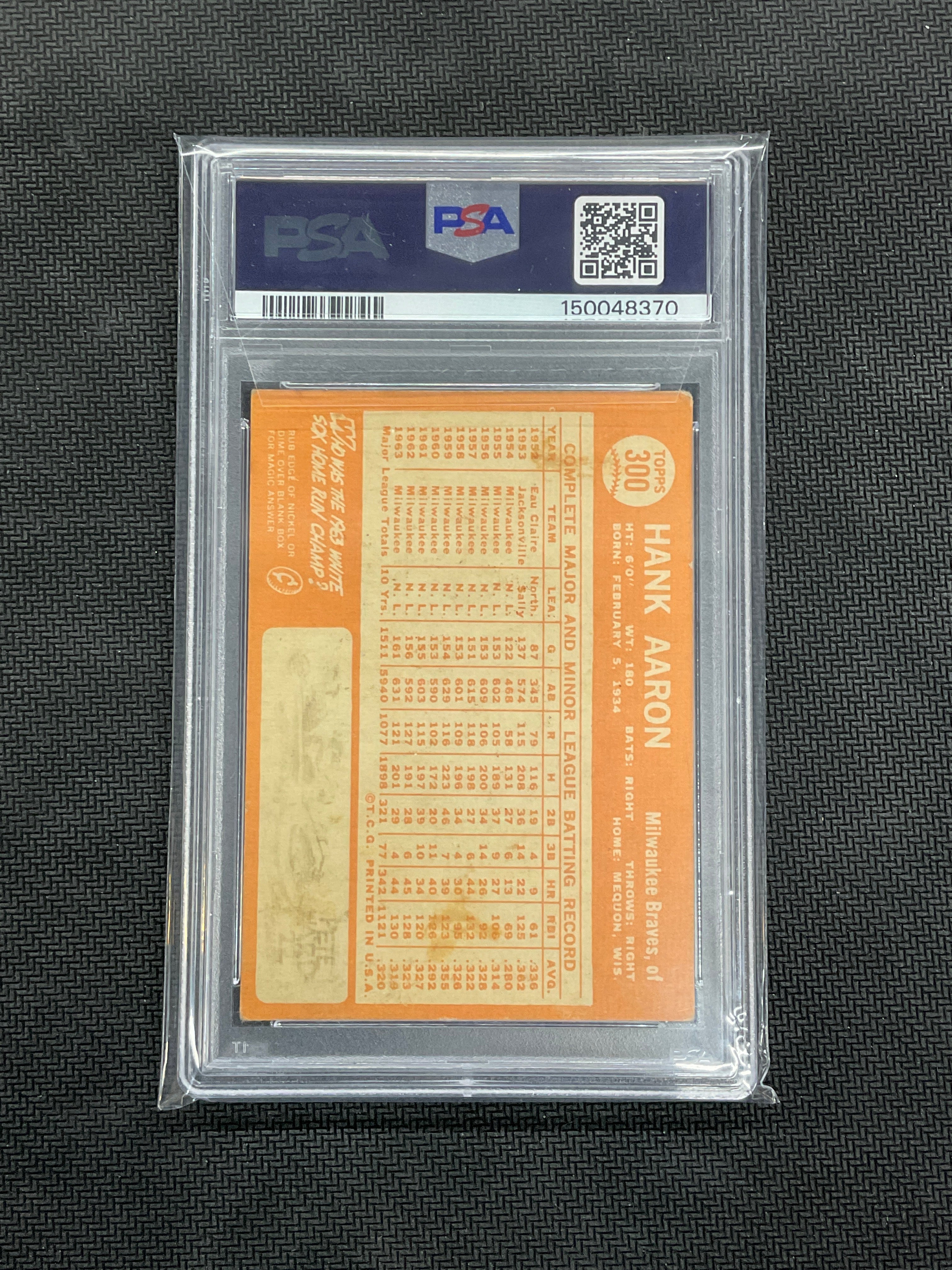 1964 Topps Hank Aaron #300 PSA 3
