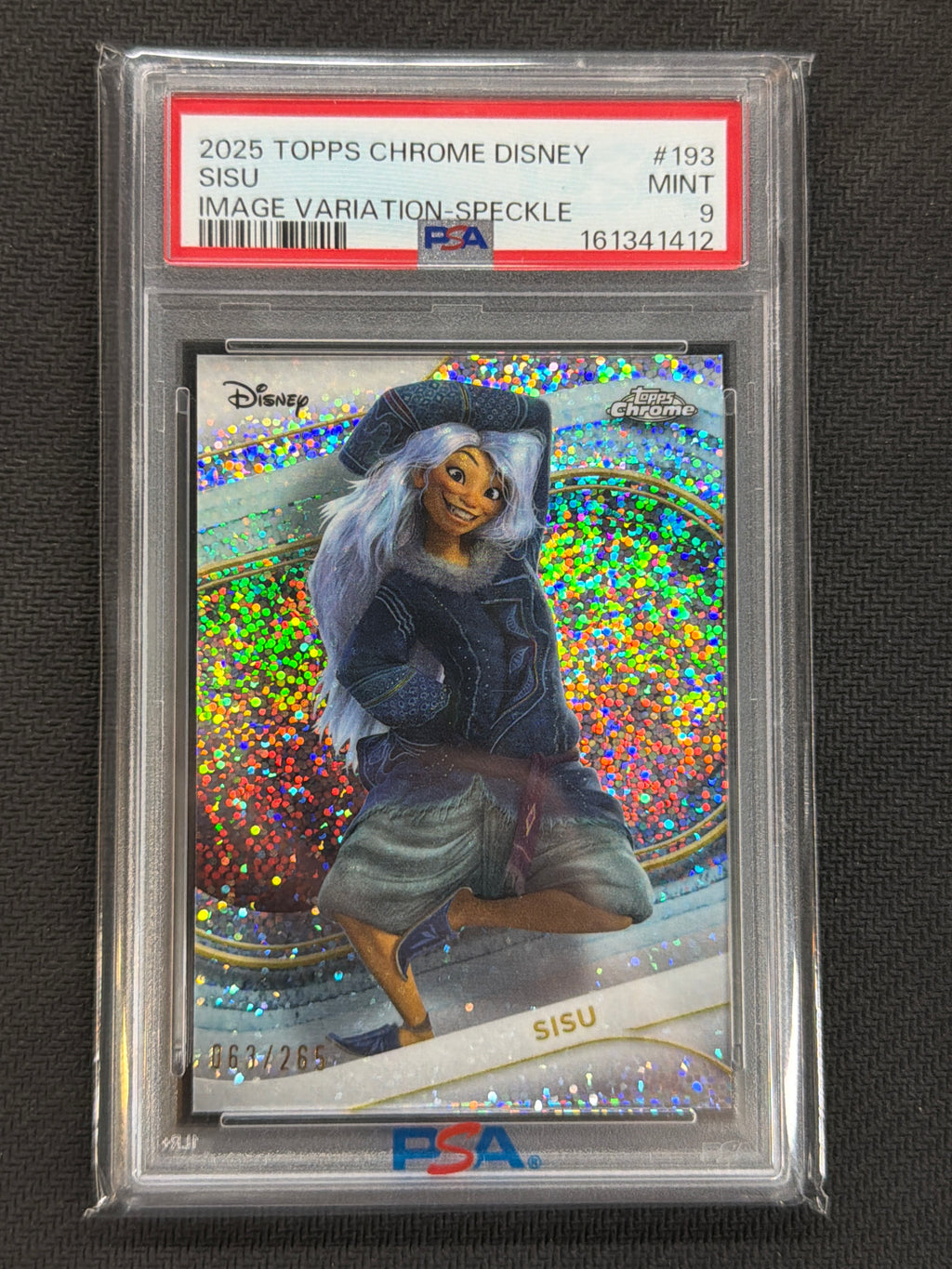 2025 Topps Chrome Disney Sisu Image Variation Speckle /265 PSA 9 412