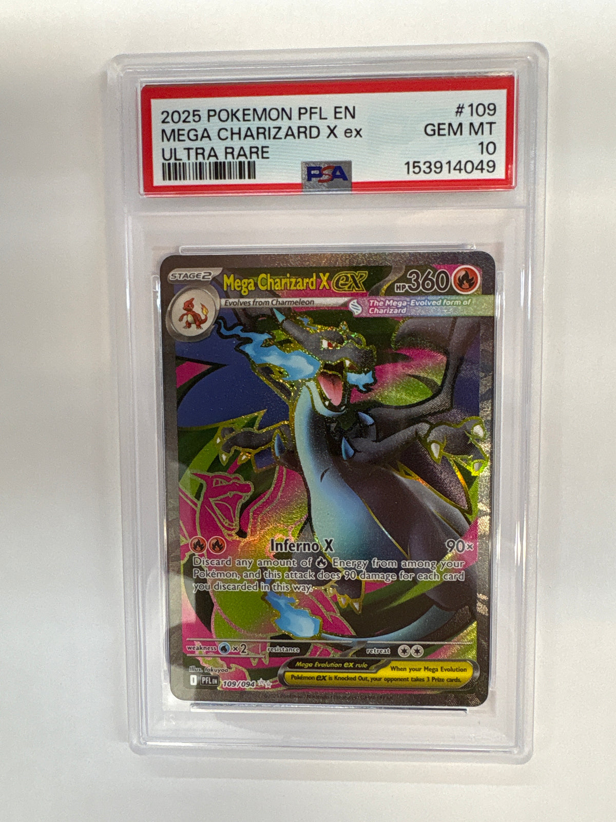 2025 Pokemon Mega Evolution Charizard X ex 109 PSA 10
