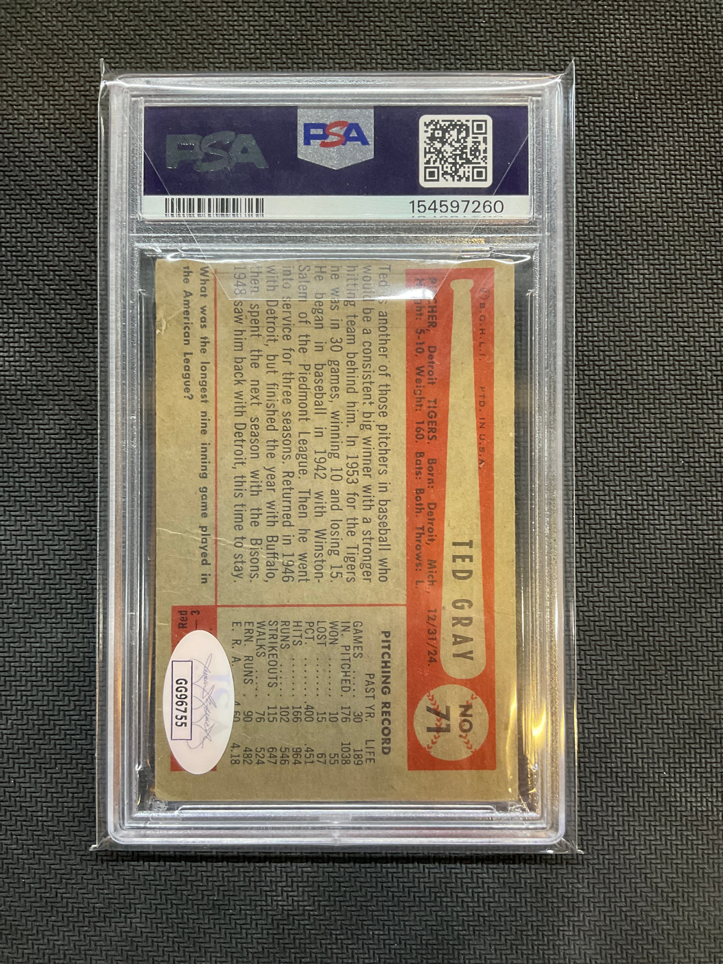 1954 Bowman Ted Grat #71 Auto PSA 1.5 Auto 9 260
