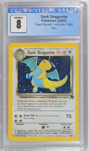2000 Pokemon Team Rocket Dark Dragonite Holo 5 CGC 8