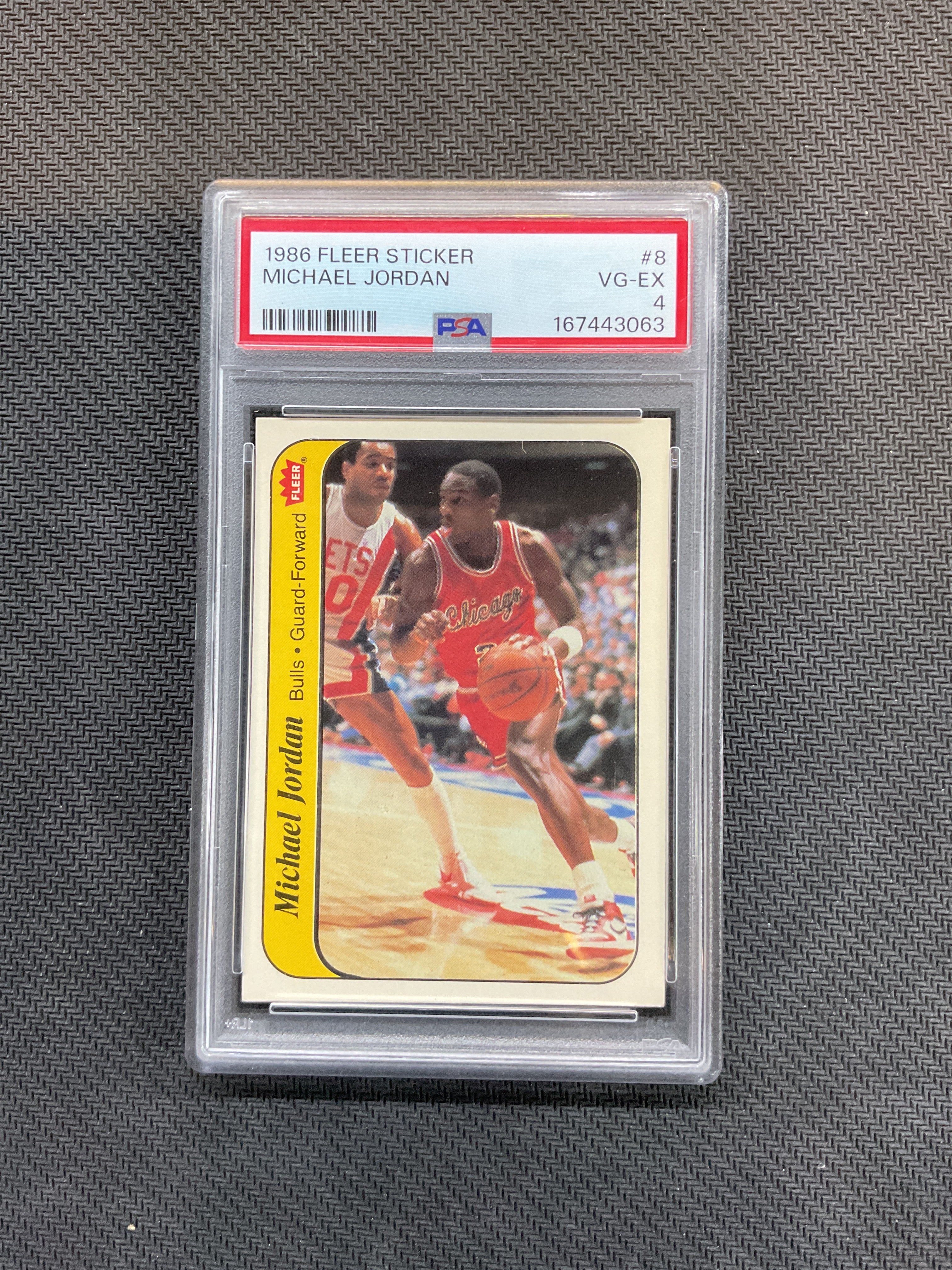 1986 Fleer Sticker Michael Jordan #8 PSA 4 Bulls Rookie 063