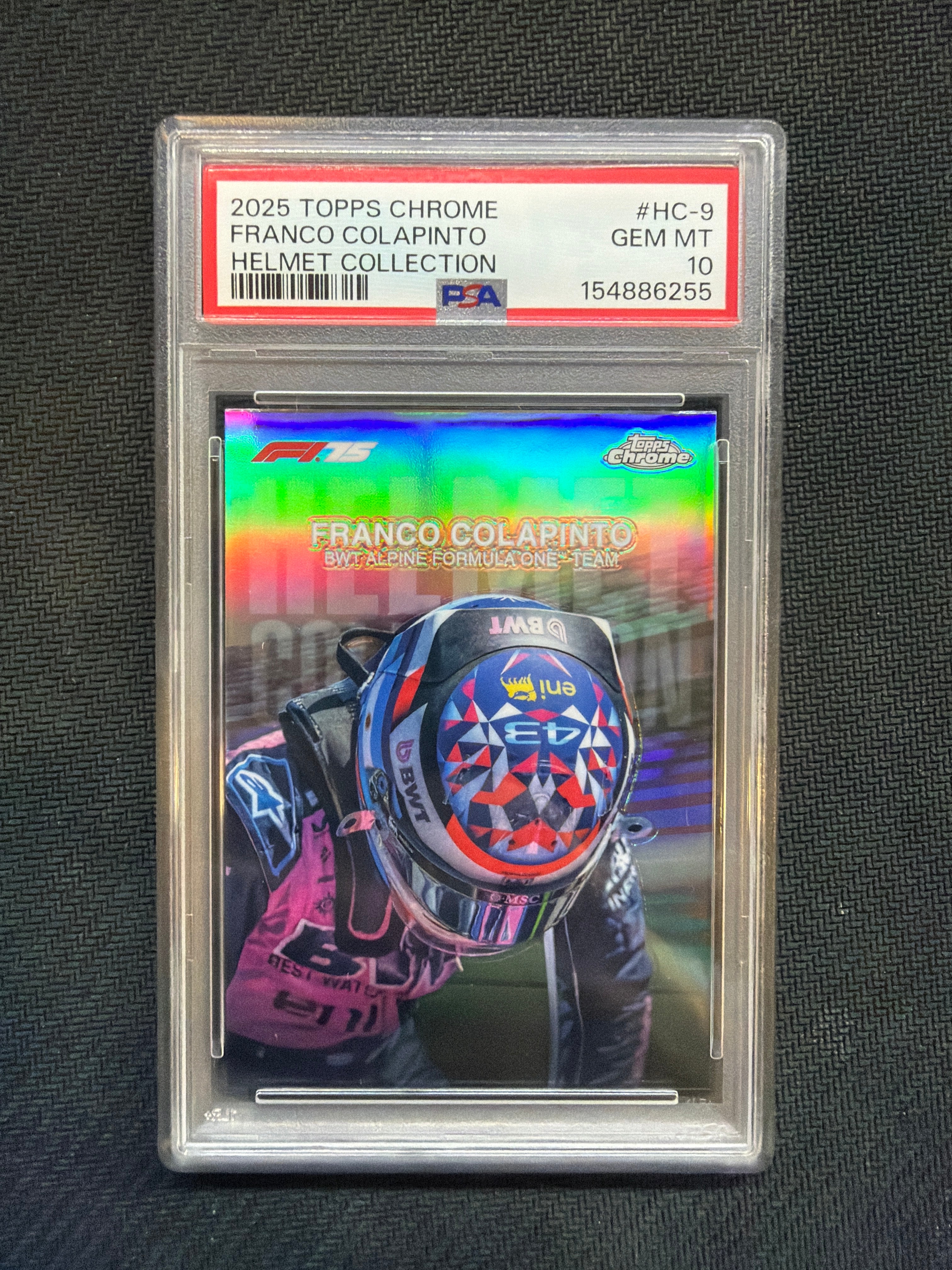 2025 Topps Chrome F1 Franco Colapinto Helmet Collection PSA 10