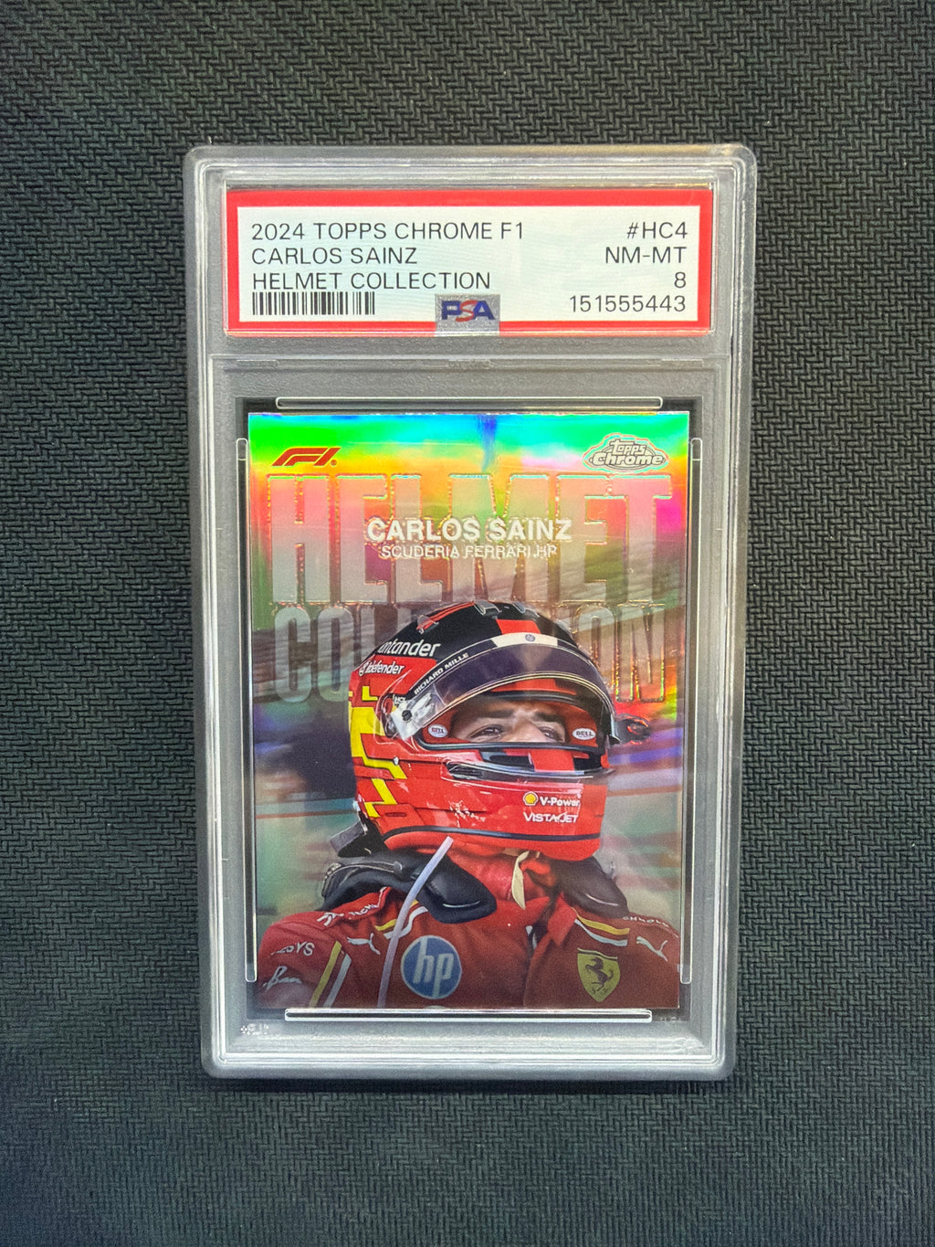 2024 Topps Chrome F1 Carlos Sainz Helmet Collection PSA 8