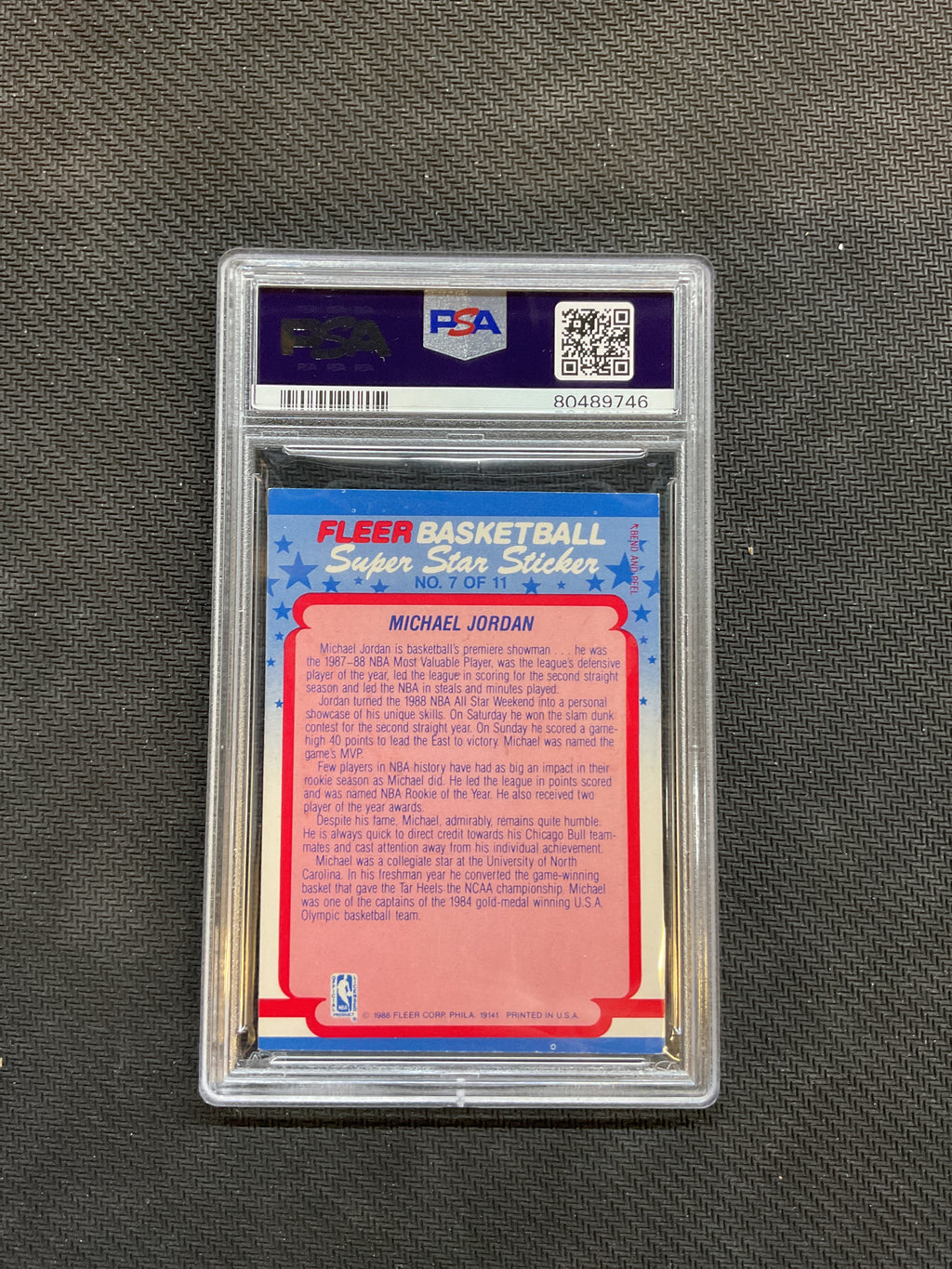 1988 Fleer Sticker Michael Jordan PSA 5 Bulls