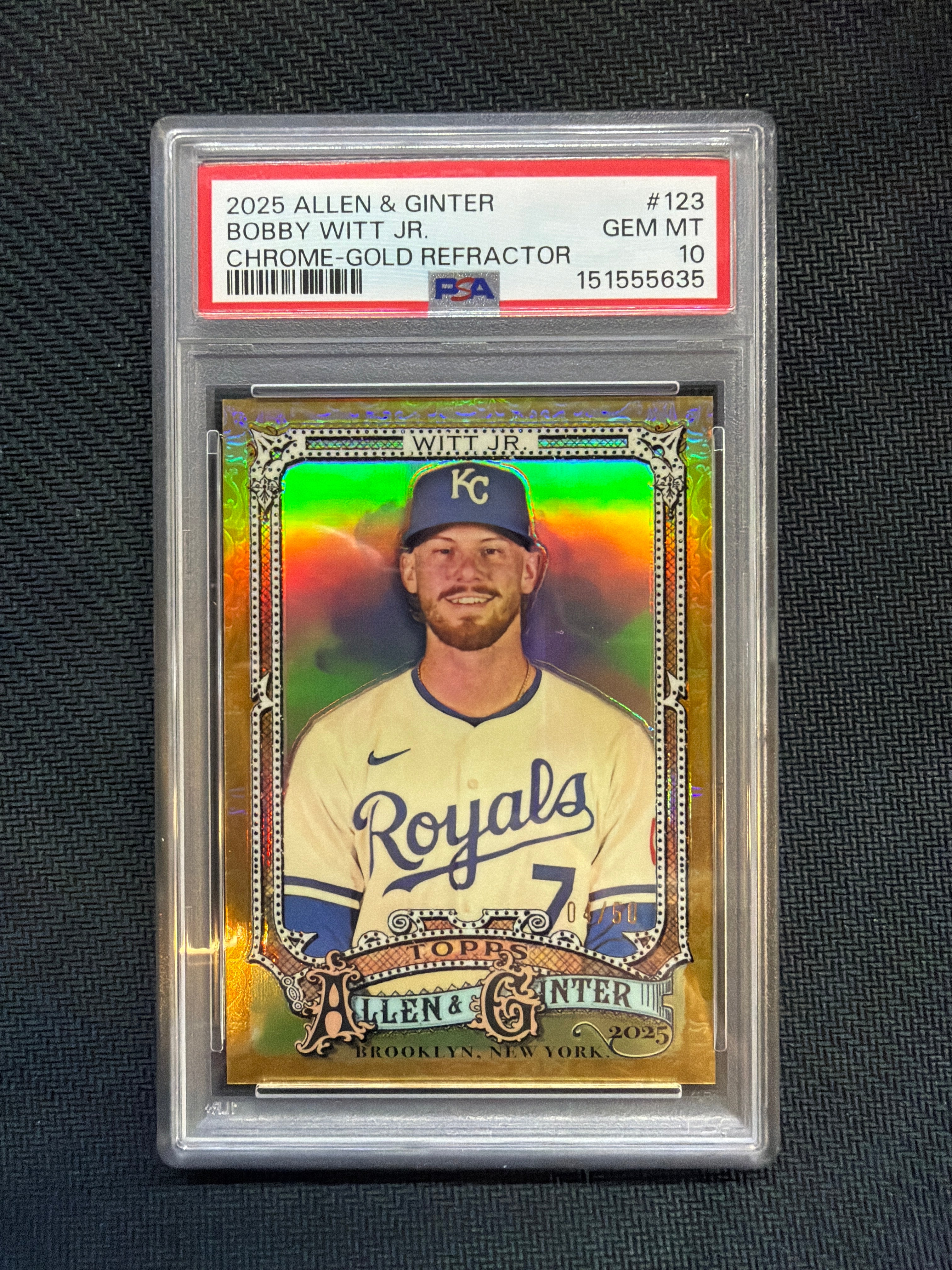 2025 Topps Allen & Ginter Bobby Witt Jr. Chrome Gold /50 PSA 10