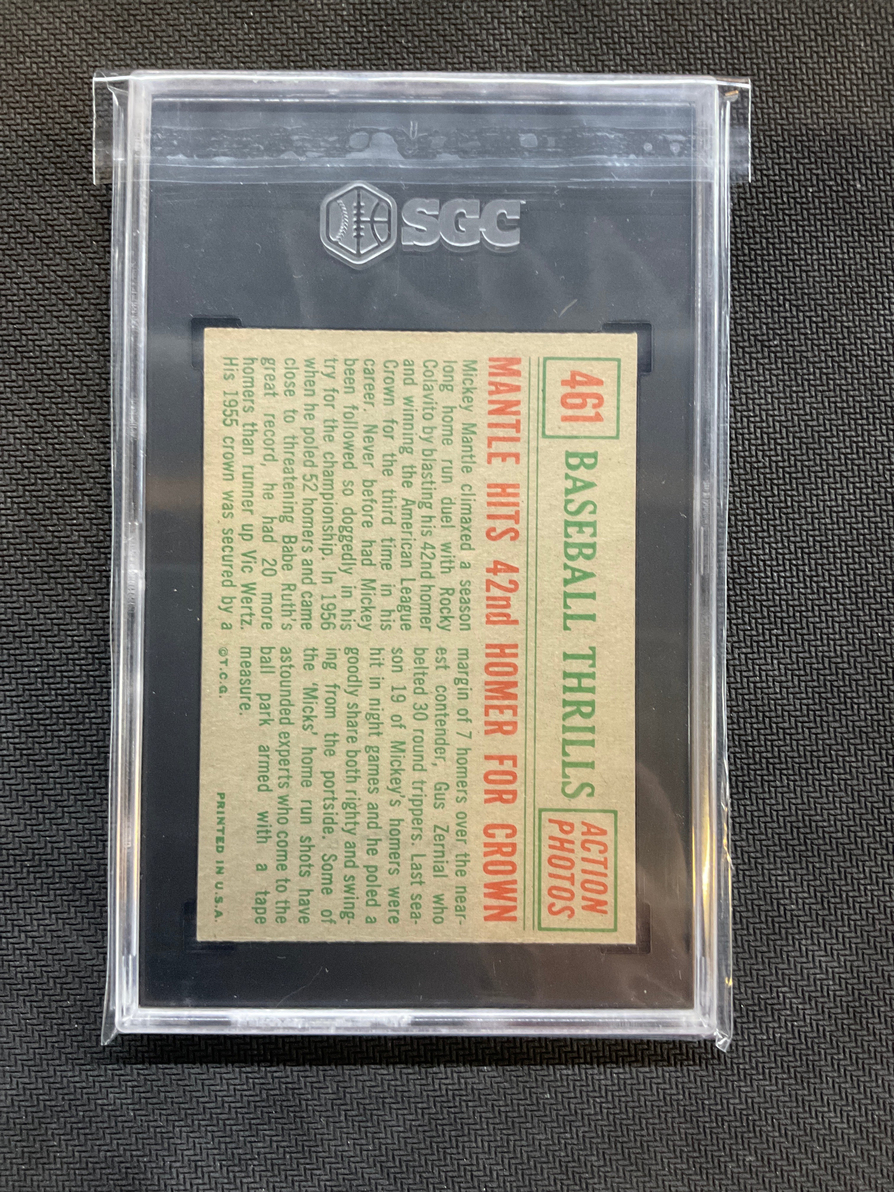 1959 Topps #461 Mantle Hits 42nd HR Baseball Thrills SGC 5 Yankees