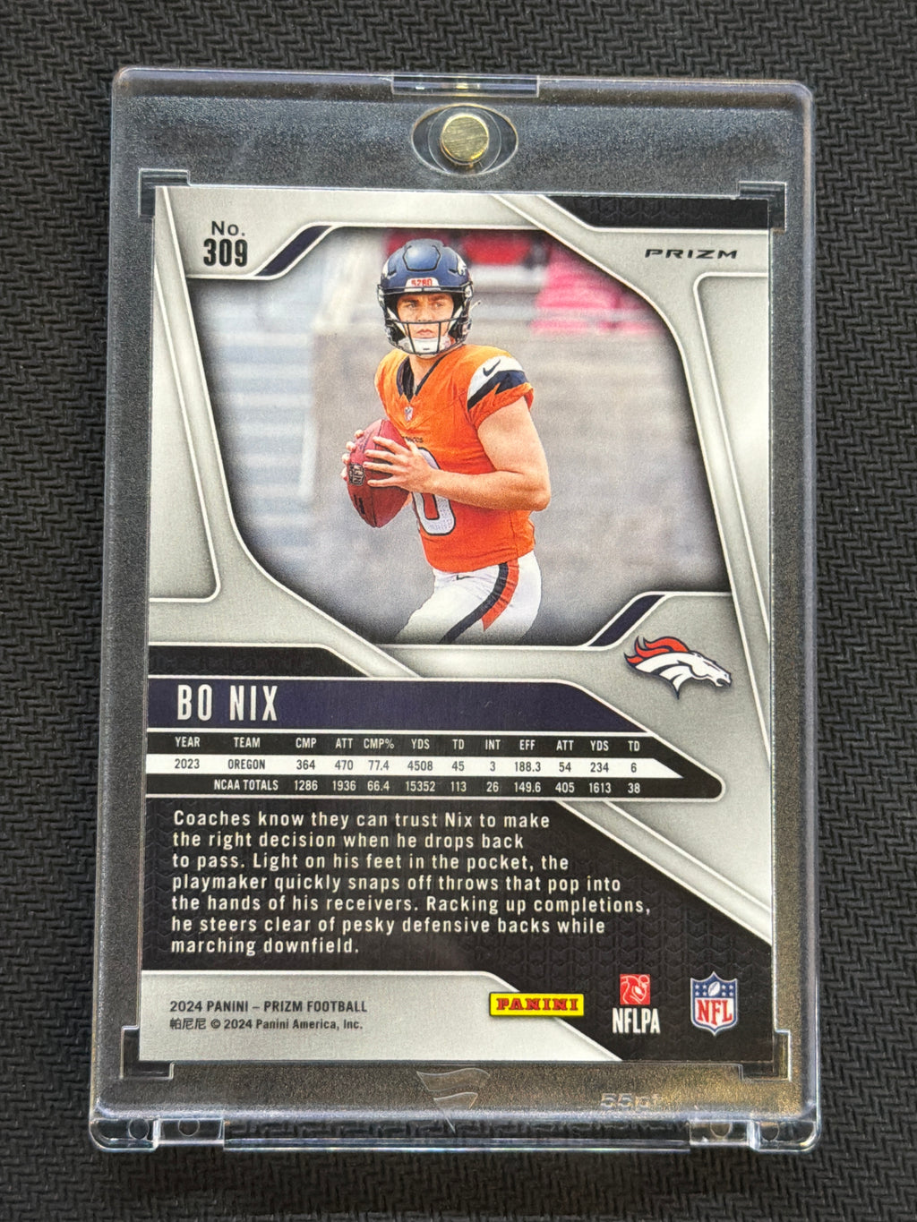 2024 Panini Prizm Bo Nix Checker Black and White #309 Rookie Broncos