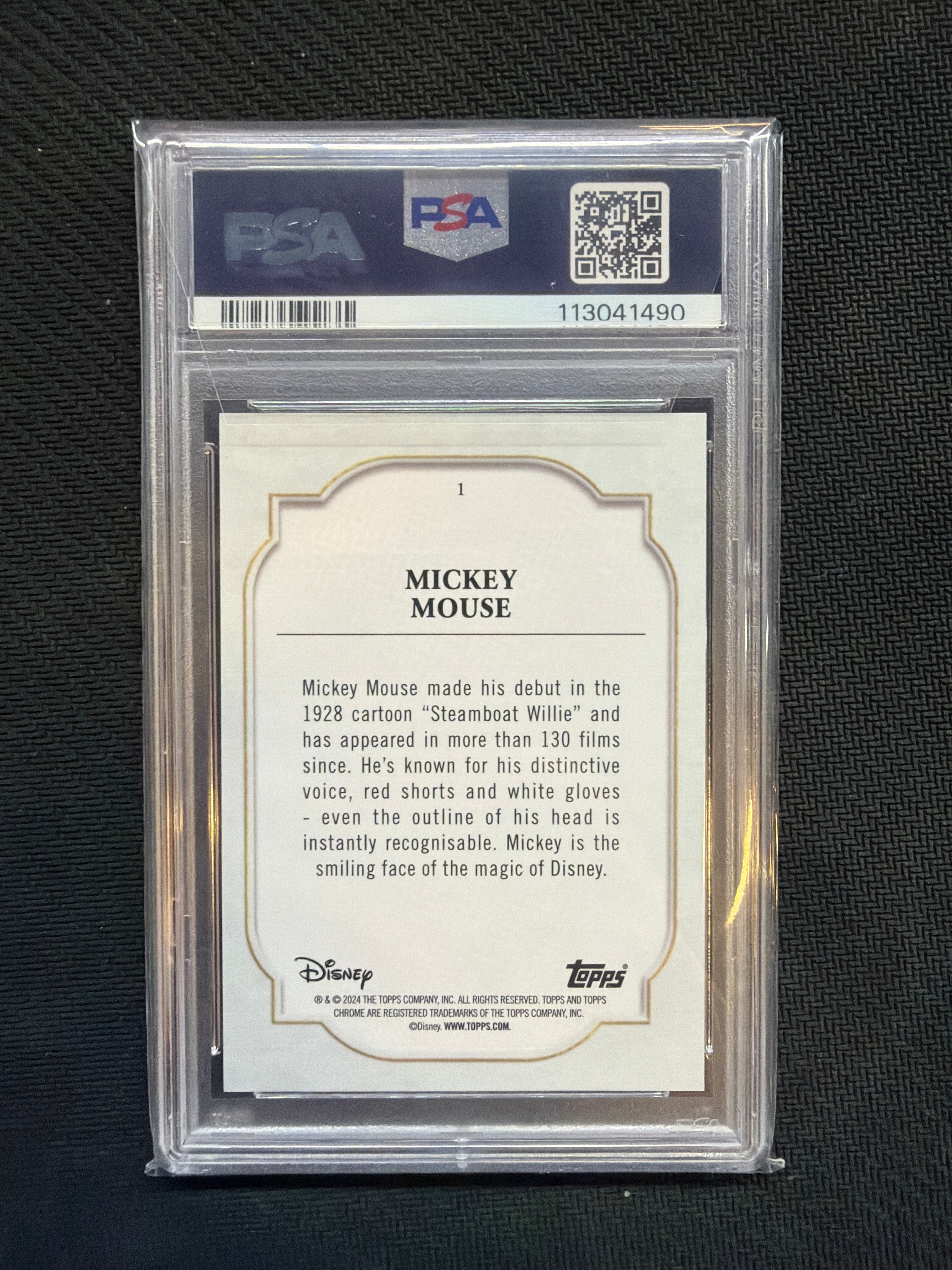 2024 Topps Chorme Disney Mickey Mouse Dark Blue & Lava /75 PSA 9