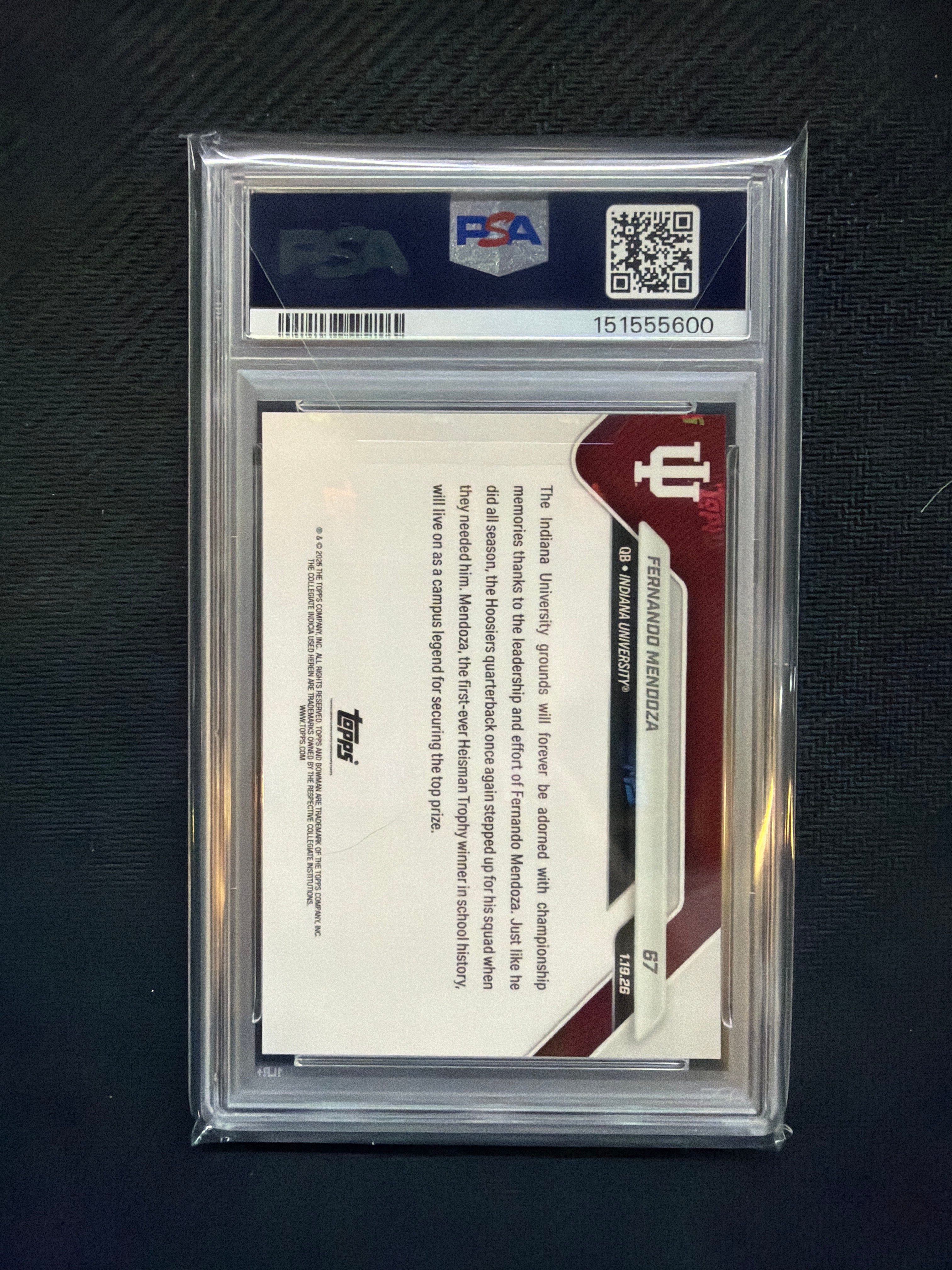 2025 Bowman U Now Fernando Mendoza PSA 10 600