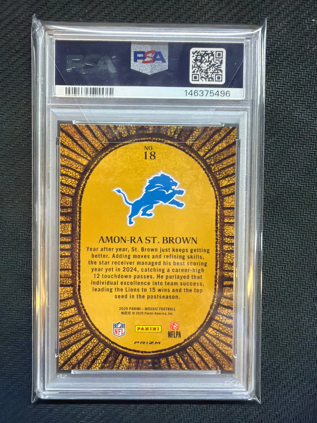 2025 Mosaic Amon-Ra St. Brown Micro Mosaic #18 PSA 10 496 Lions