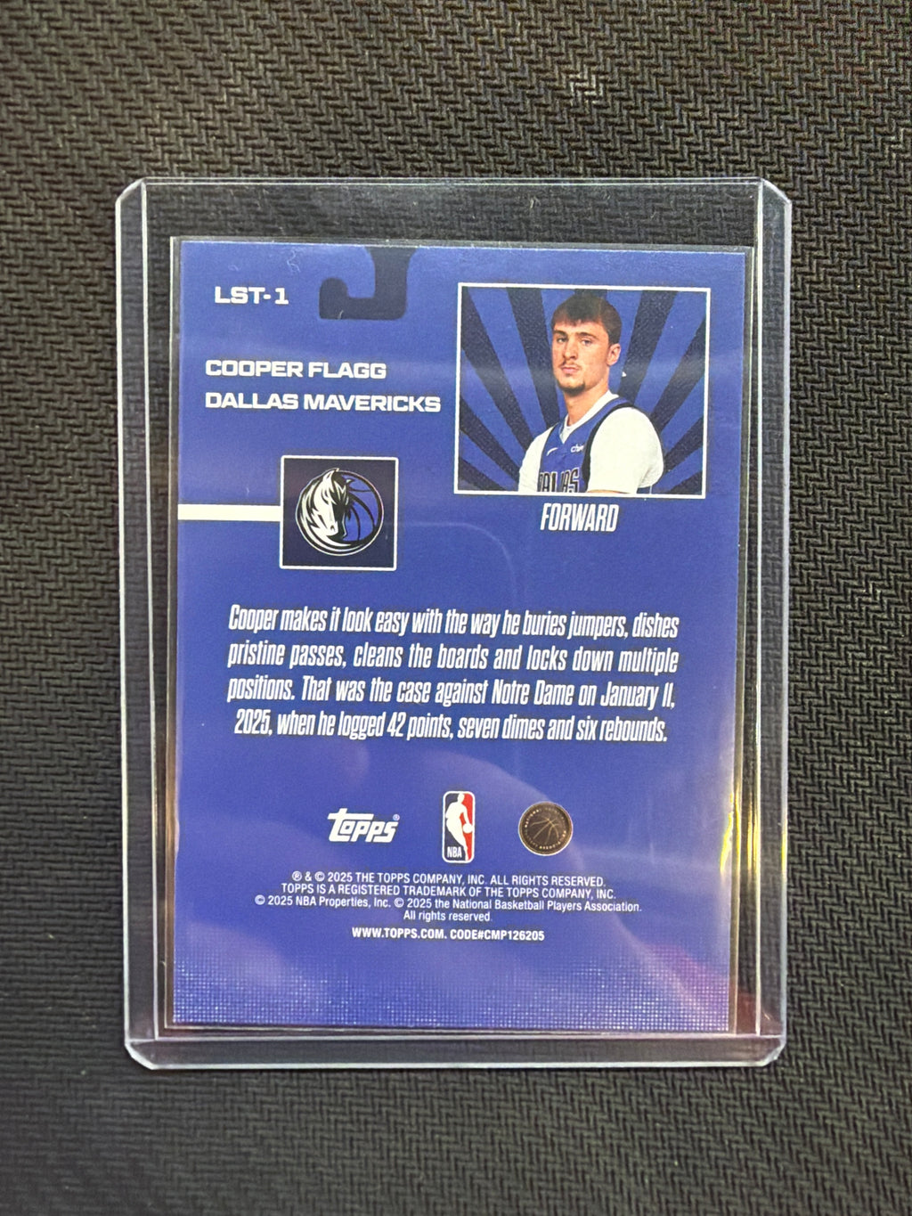 2025 Topps Limited Stock Legends Cooper Flagg Rookie Mavericks