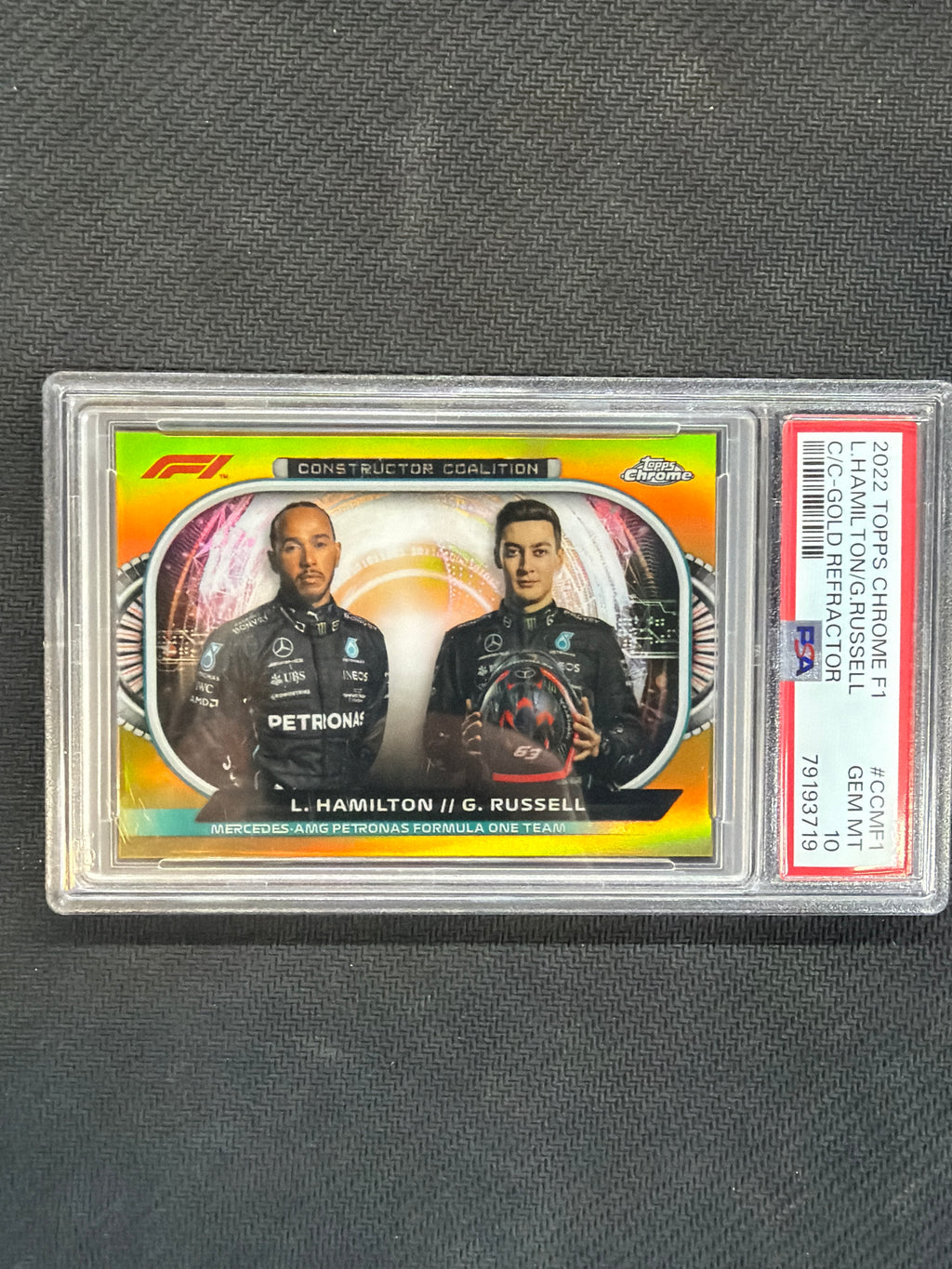 2022 Topps Chrome F1 Lewis Hamilton George Russell Gold Refractor /50 PSA 10 719