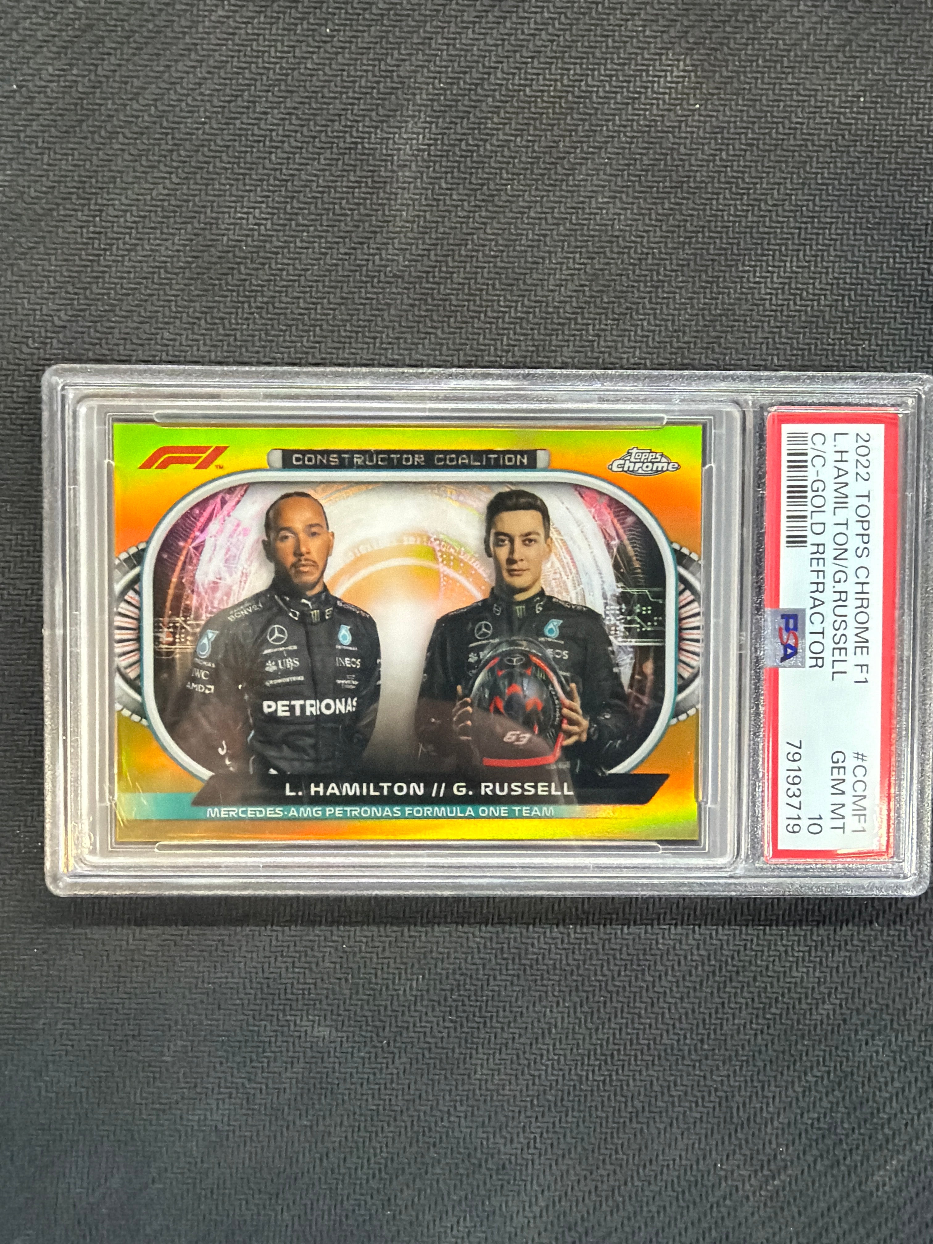 2022 Topps Chrome F1 Lewis Hamilton George Russell Gold Refractor /50 PSA 10 719