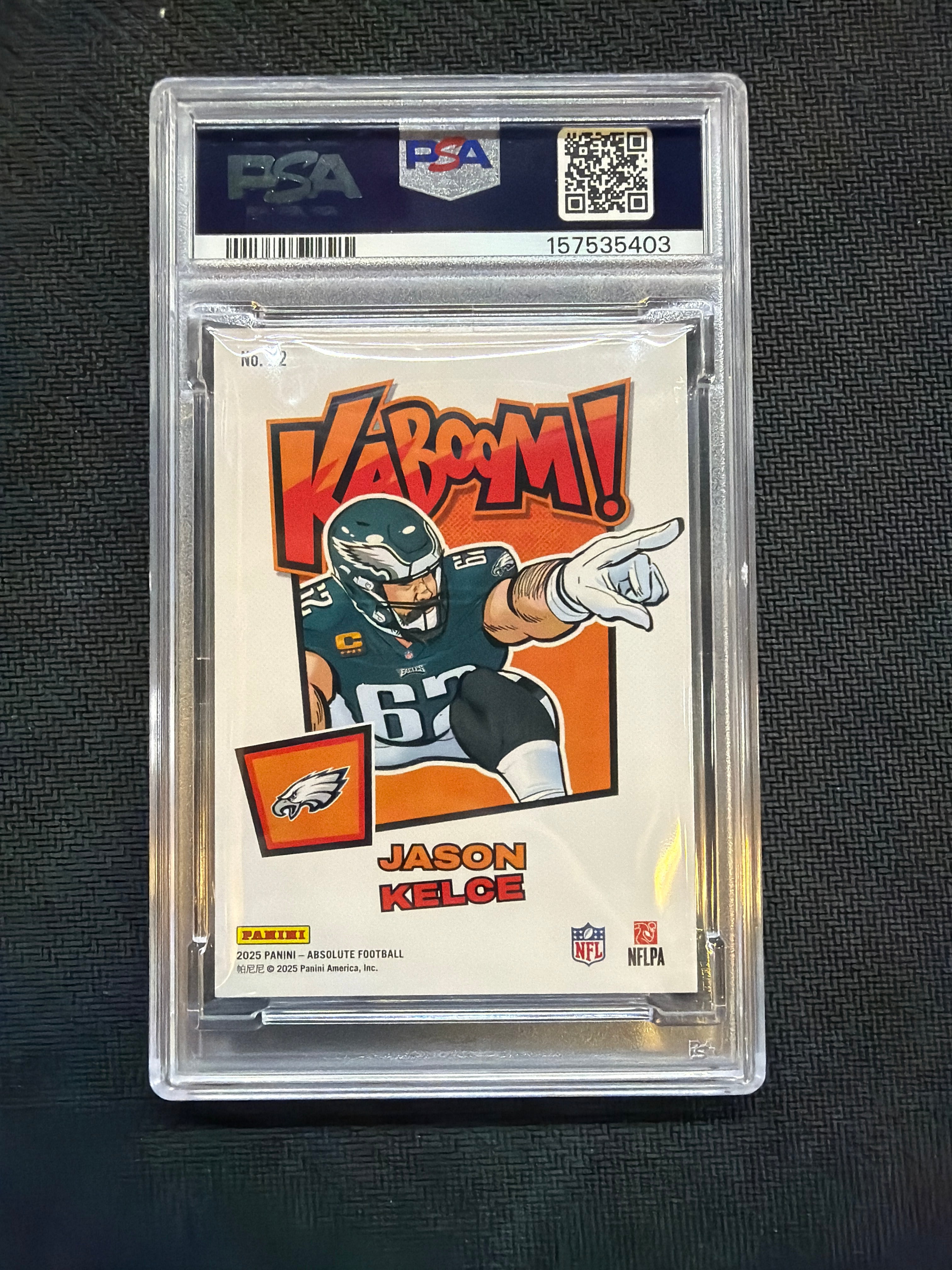2025 Absolute Jason Kelce Kaboom! Horizontal PSA 10 Eagles