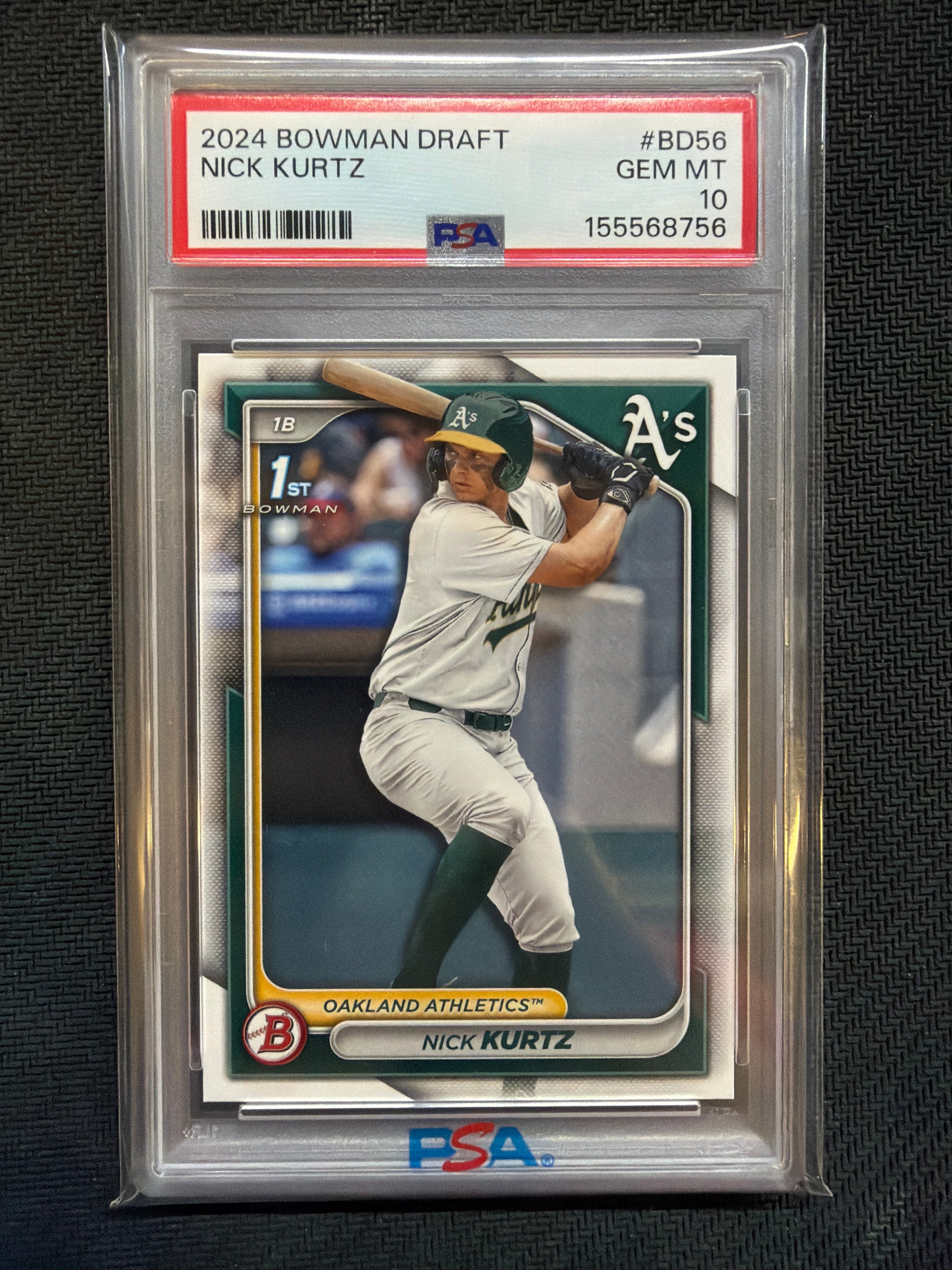 2024 Bowman Draft Nick Kurtz #BD56 PSA 10 A's 756