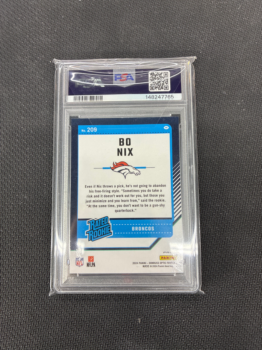 2024 Donruss Optic Bo Nix Red Hyper Rated Rookie PSA 10 Broncos