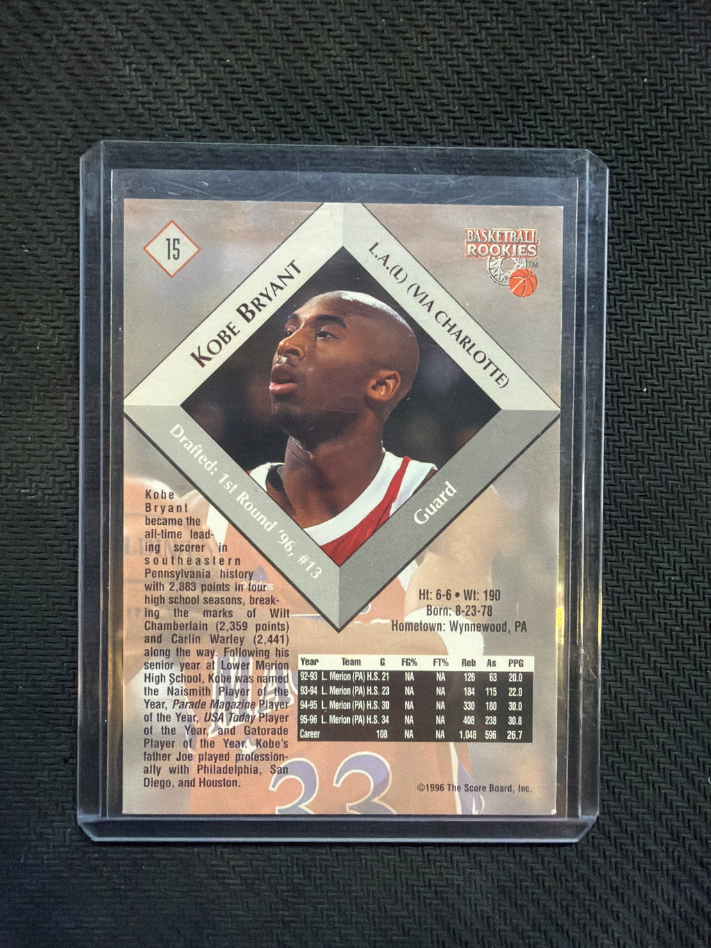 1996 The Score Board Kobe Bryant Rookie Lakers