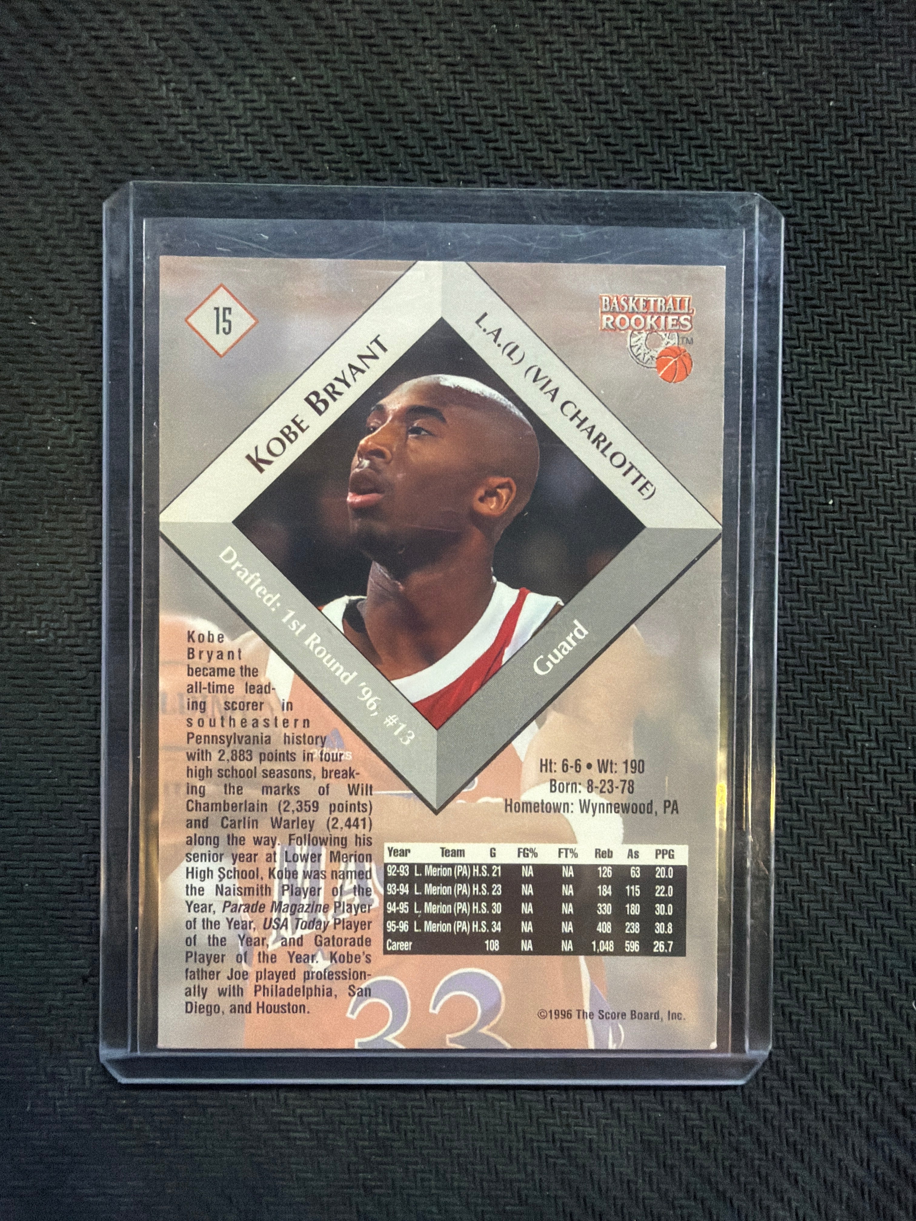 1996 The Score Board Kobe Bryant Rookie Lakers