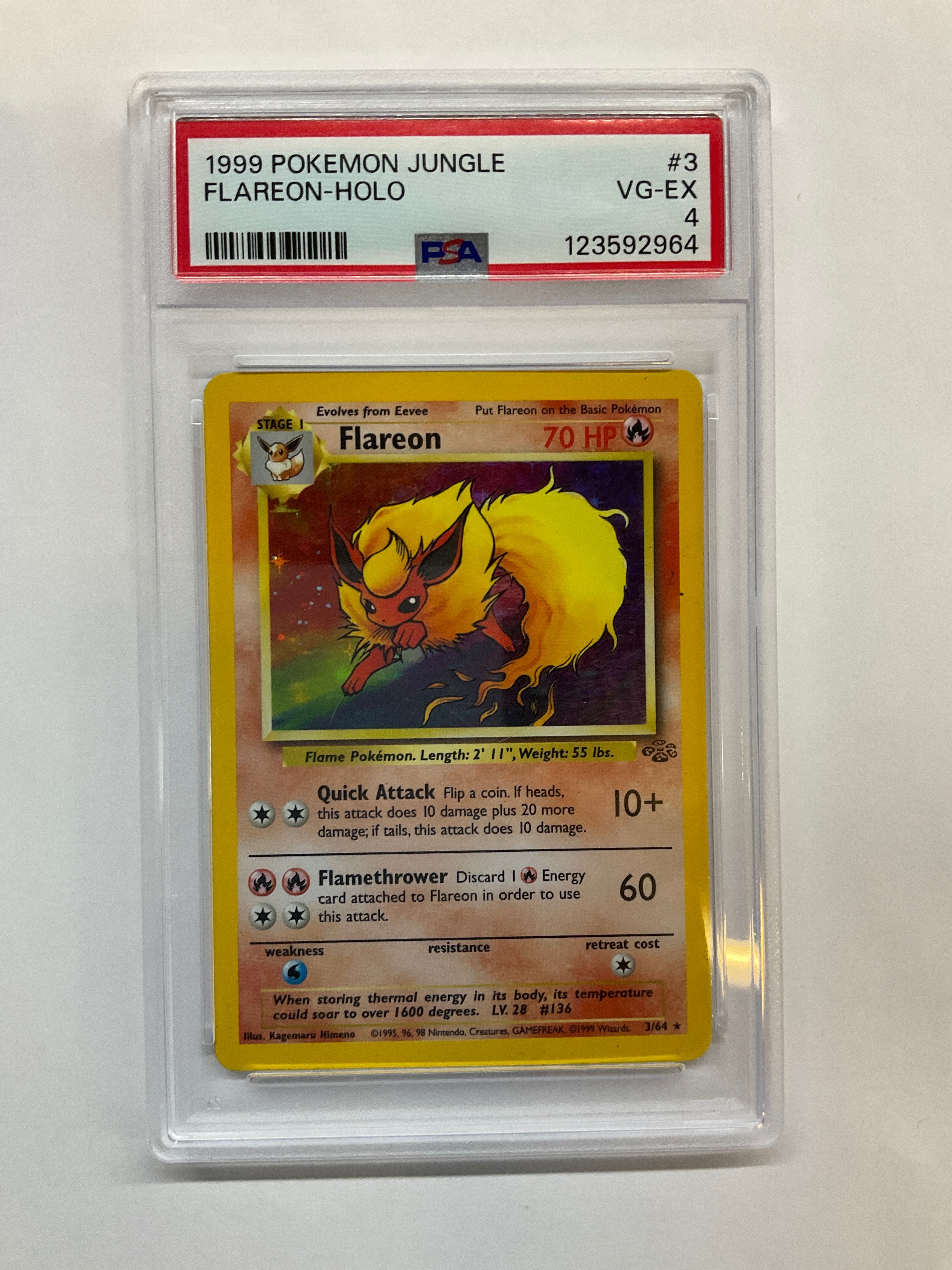1999 Pokemon Jungle Flareon Holo #3 PSA 4