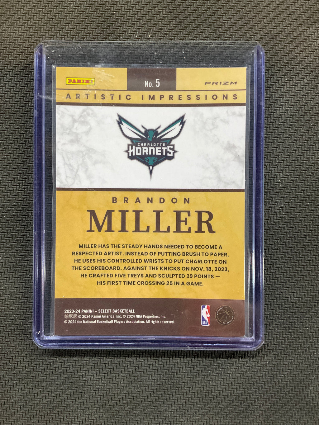 2023-24 Select Brandon Miller Artistic Impressions #5 Rookie