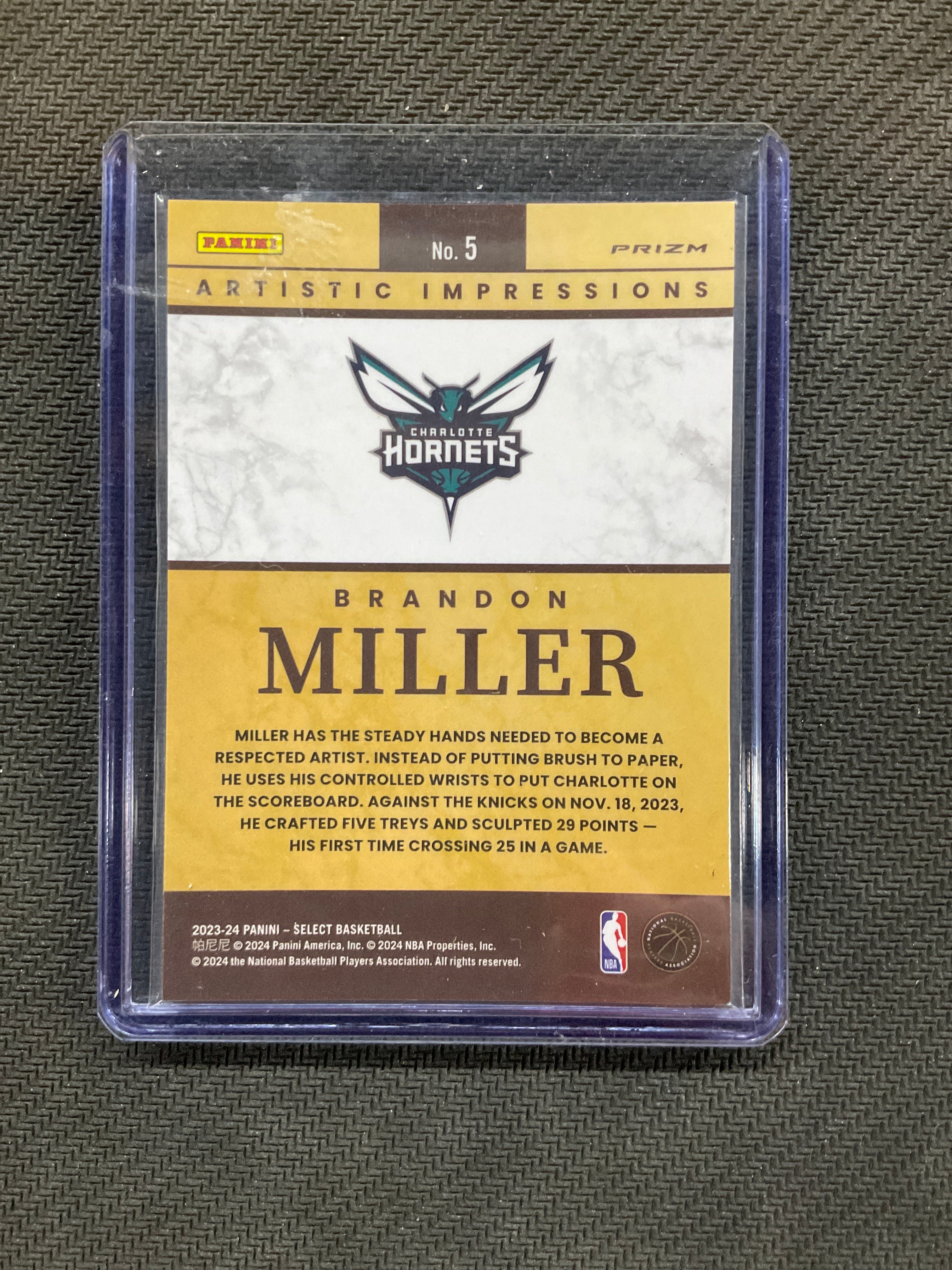 2023-24 Select Brandon Miller Artistic Impressions #5 Rookie