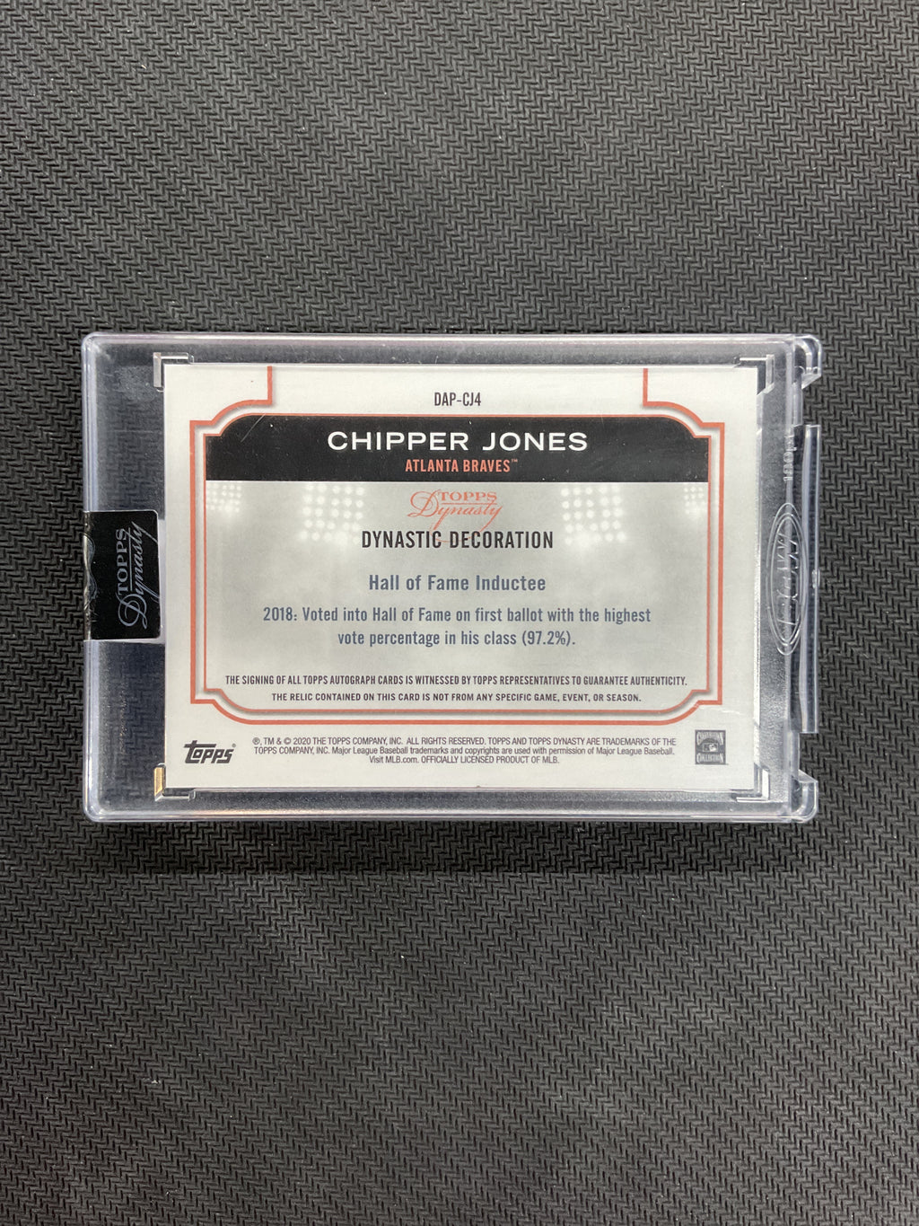 2020 Topps Dynasty Chipper Jones Patch Auto /10 Braves