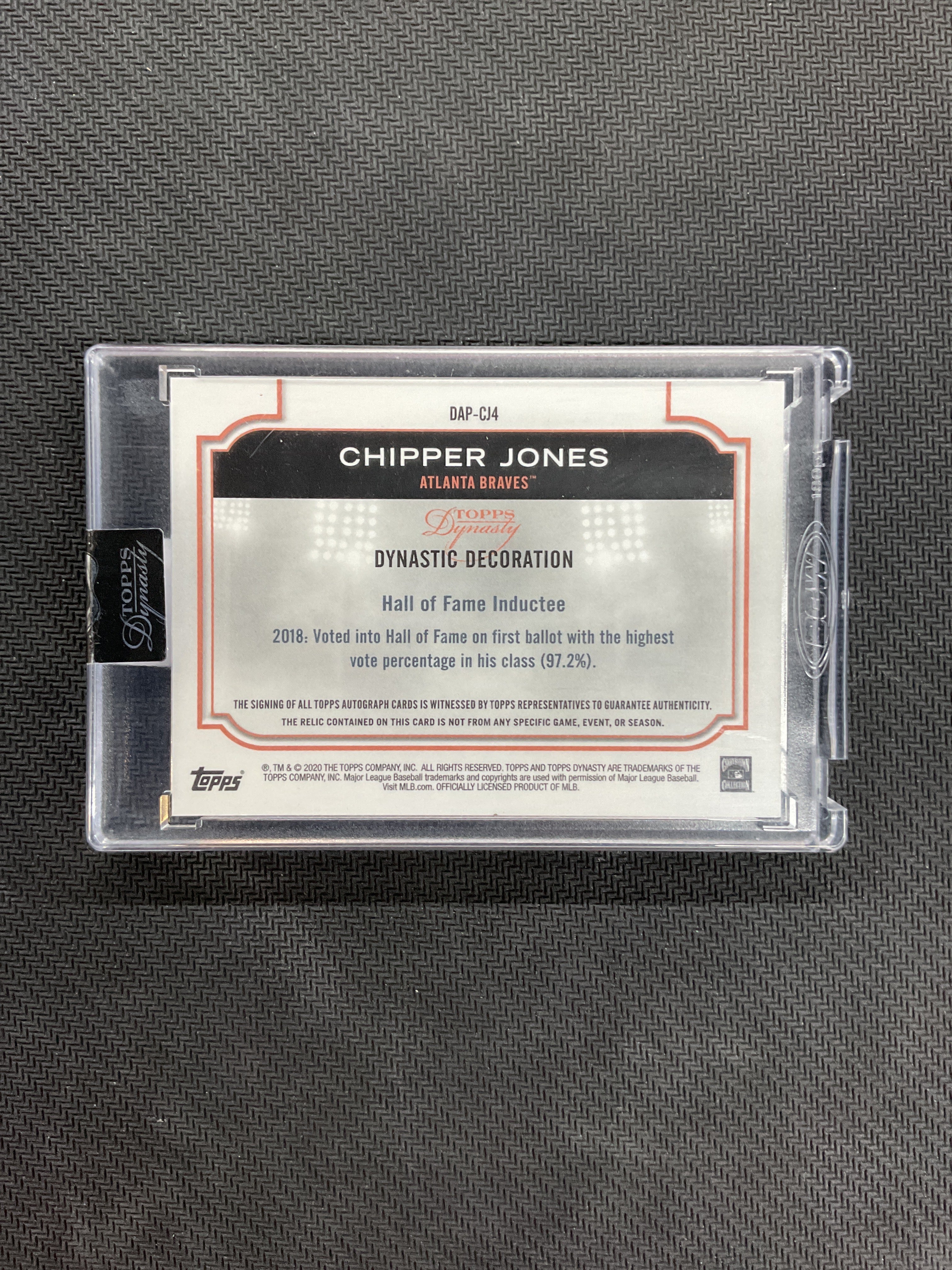 2020 Topps Dynasty Chipper Jones Patch Auto /10 Braves