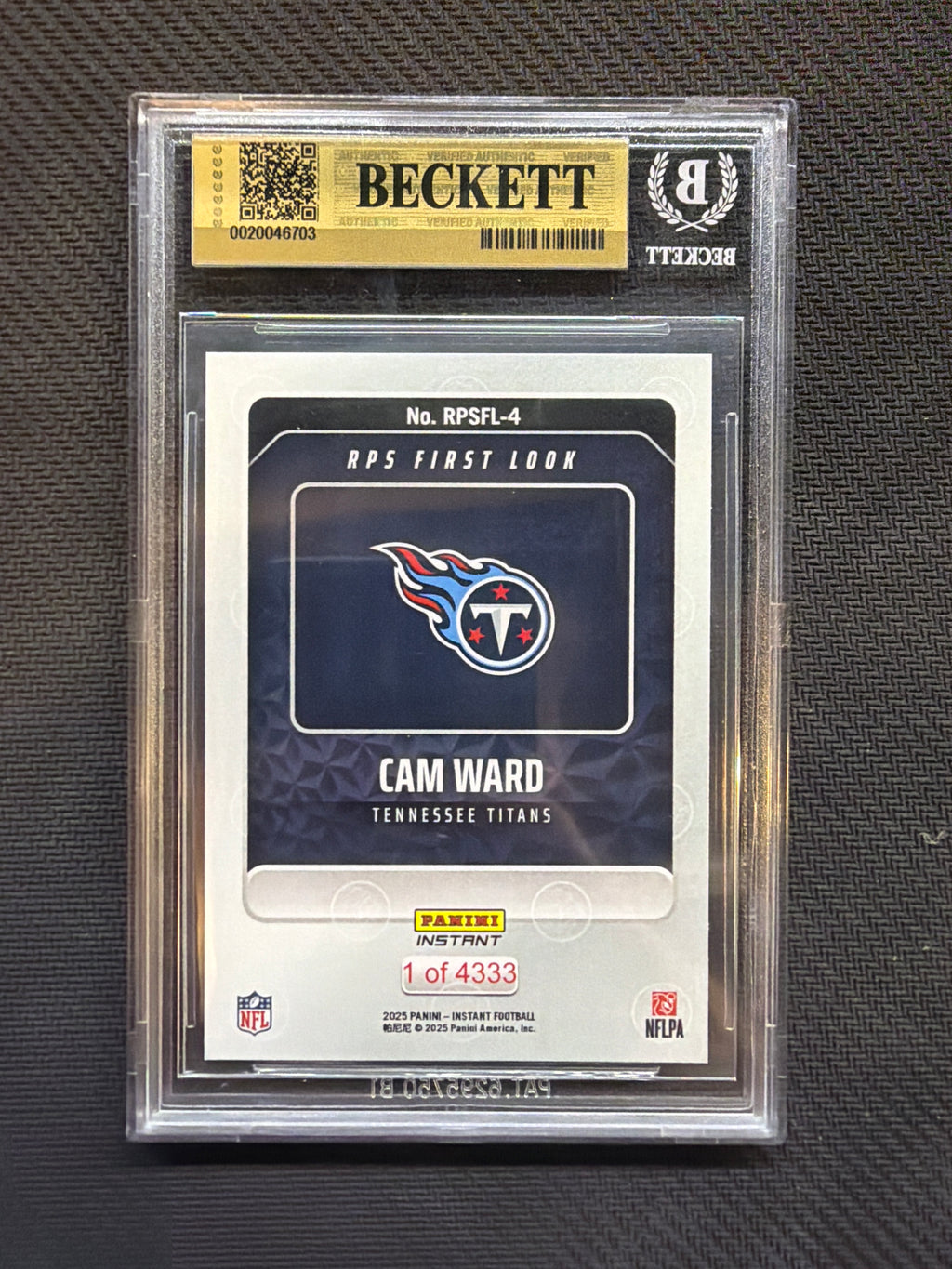 2025 Panini Instant Cam Ward Rookie BGS 9.5 Titans 703