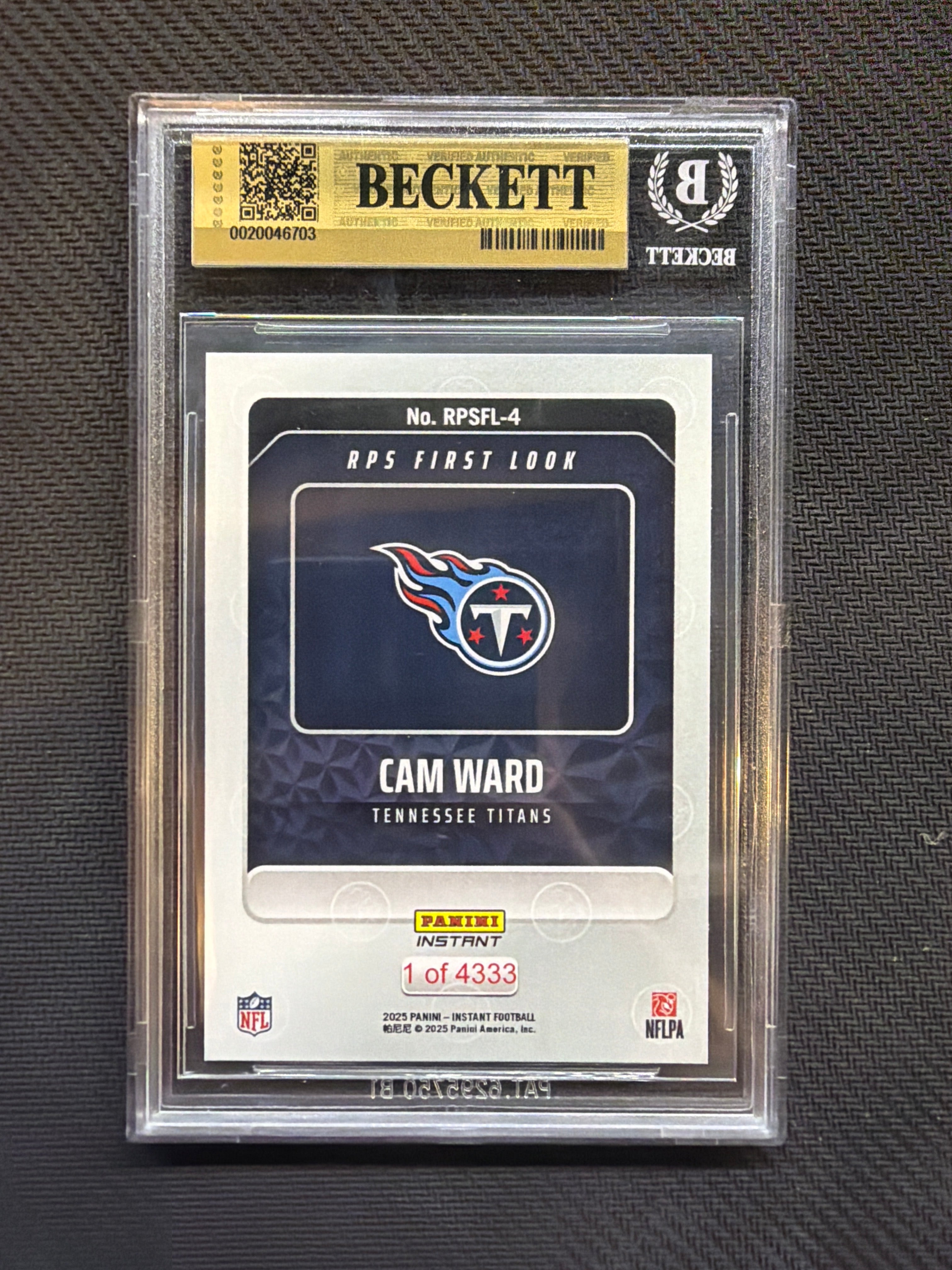2025 Panini Instant Cam Ward Rookie BGS 9.5 Titans 703