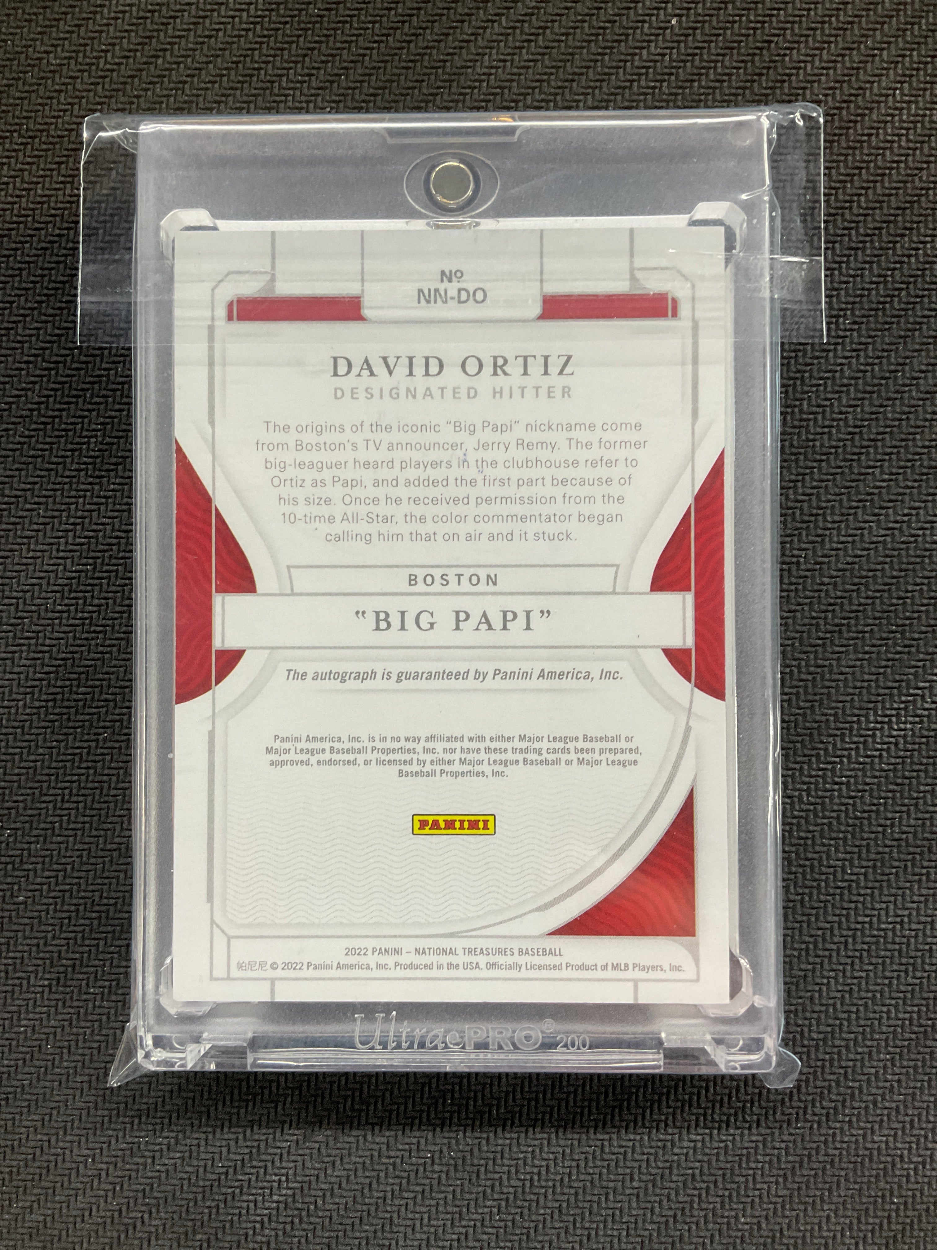 2022 National Treasures David "Big Papi" Ortiz Notable Nicknames Auto /25