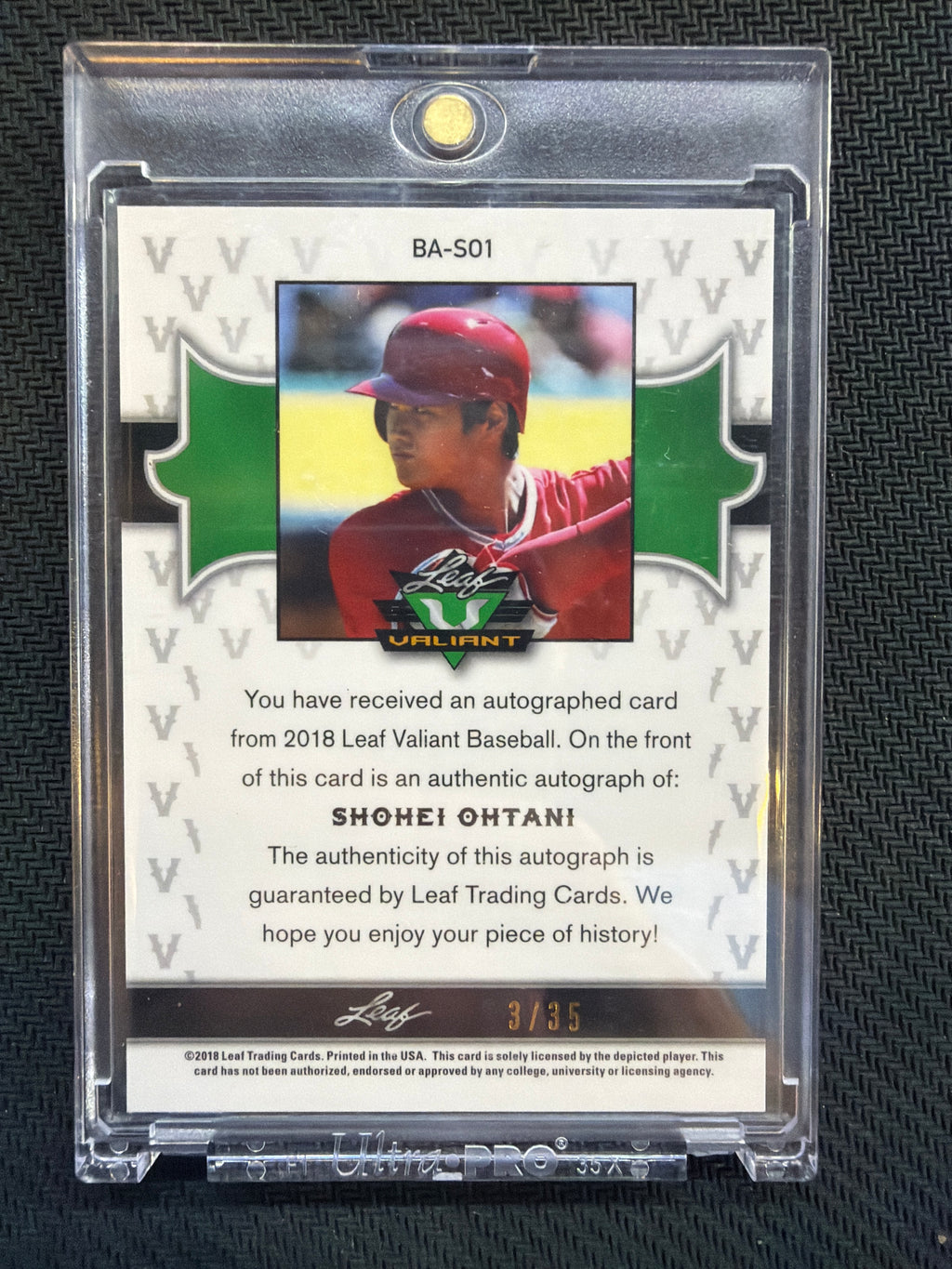 2018 Leaf Valiant Shohei Ohtani Rookie Auto /35 #BA-SO1 Angels
