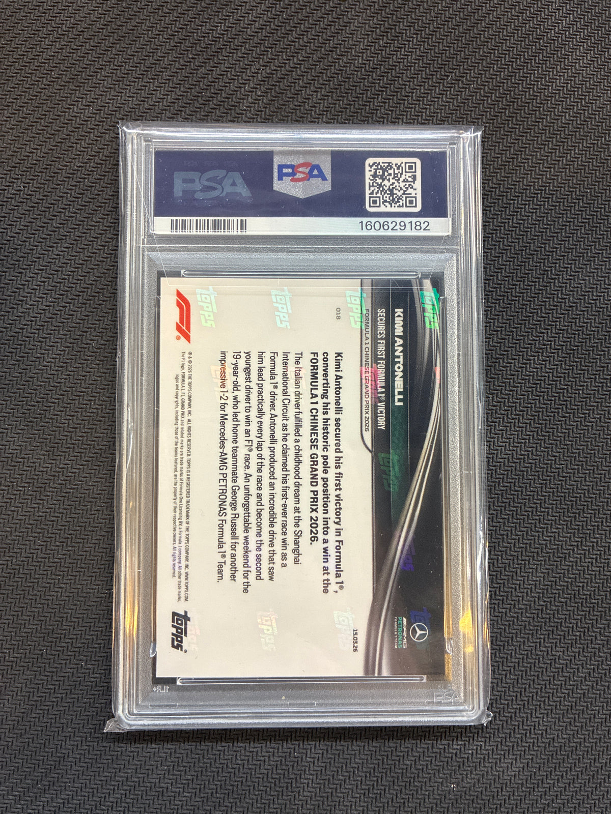2026 Topps Now Formula 1 Kimi Antonelli #18 PSA 9 182