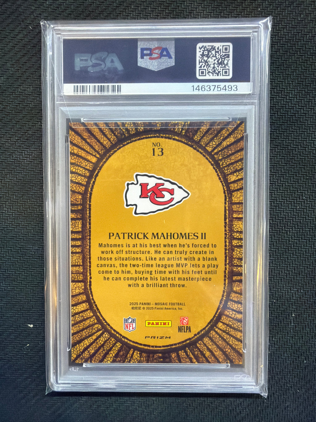 2025 Mosaic Patrick Mahomes II Micro Mosaic #13 PSA 10 Cheifs 493