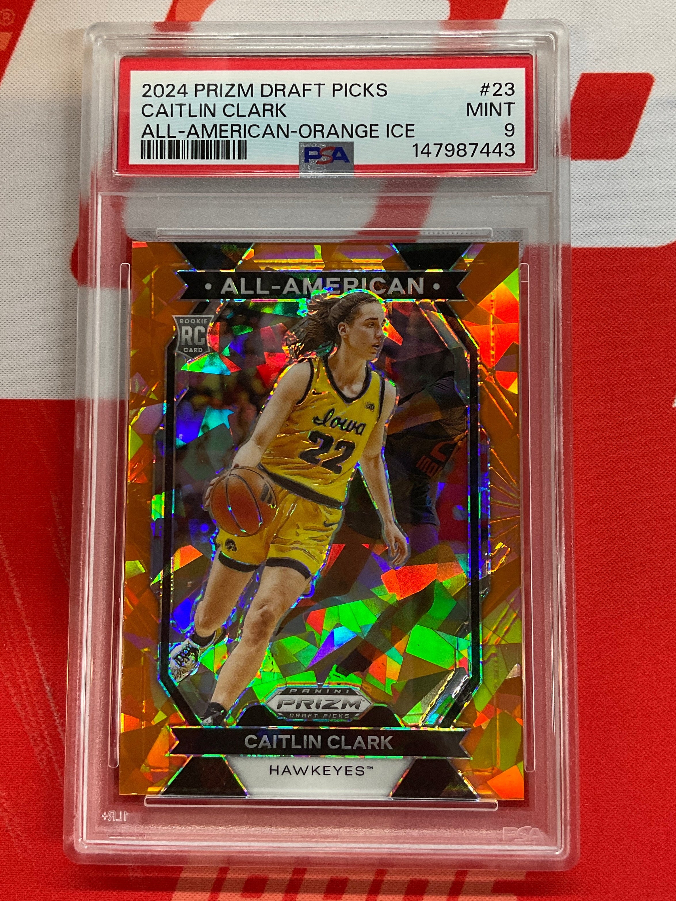 2024 Prizm Draft Caitlin Clark All American Orange Ice PSA 9 Iowa