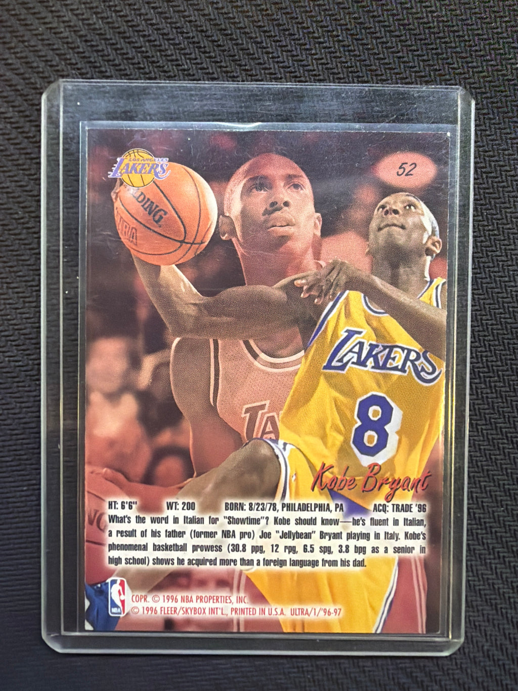 1996 Fleer Ultra Kobe Bryant Rookie #52 Lakers