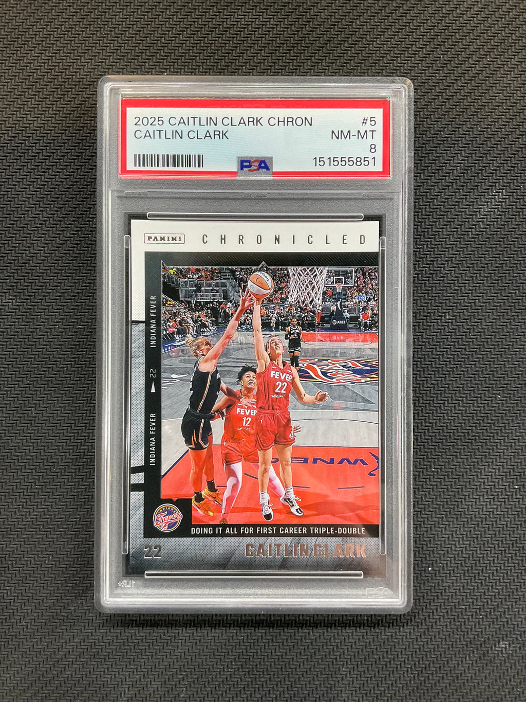 2025 Panini Caitlin Clark Chronicles First Triple Double #5 PSA 8 851