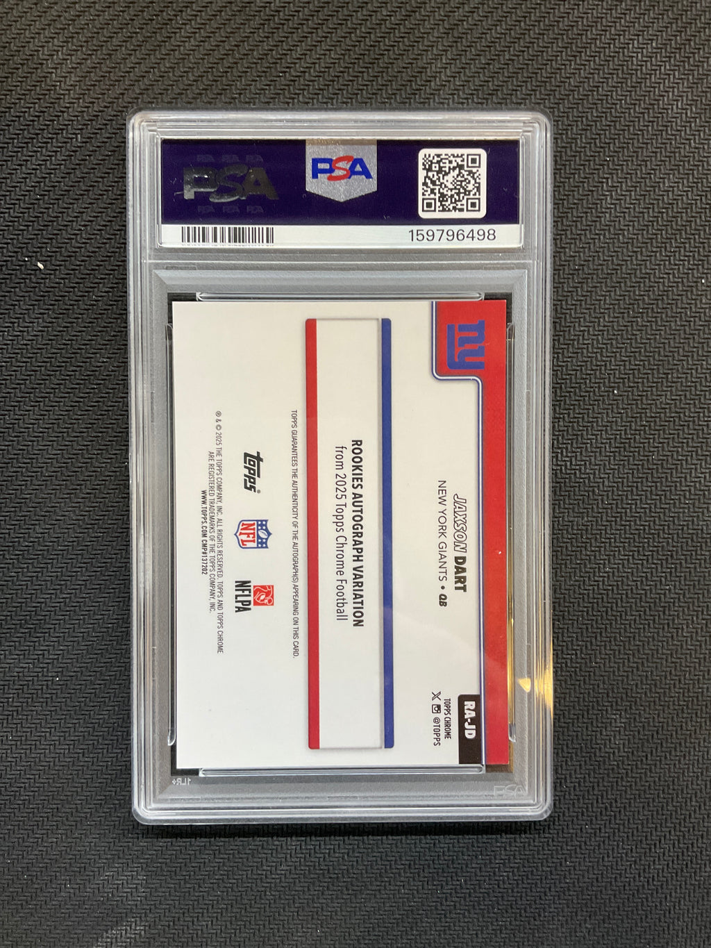 2025 Topps Chrome Jaxson Dart Yellow Lava Auto /275 PSA 8 Giants