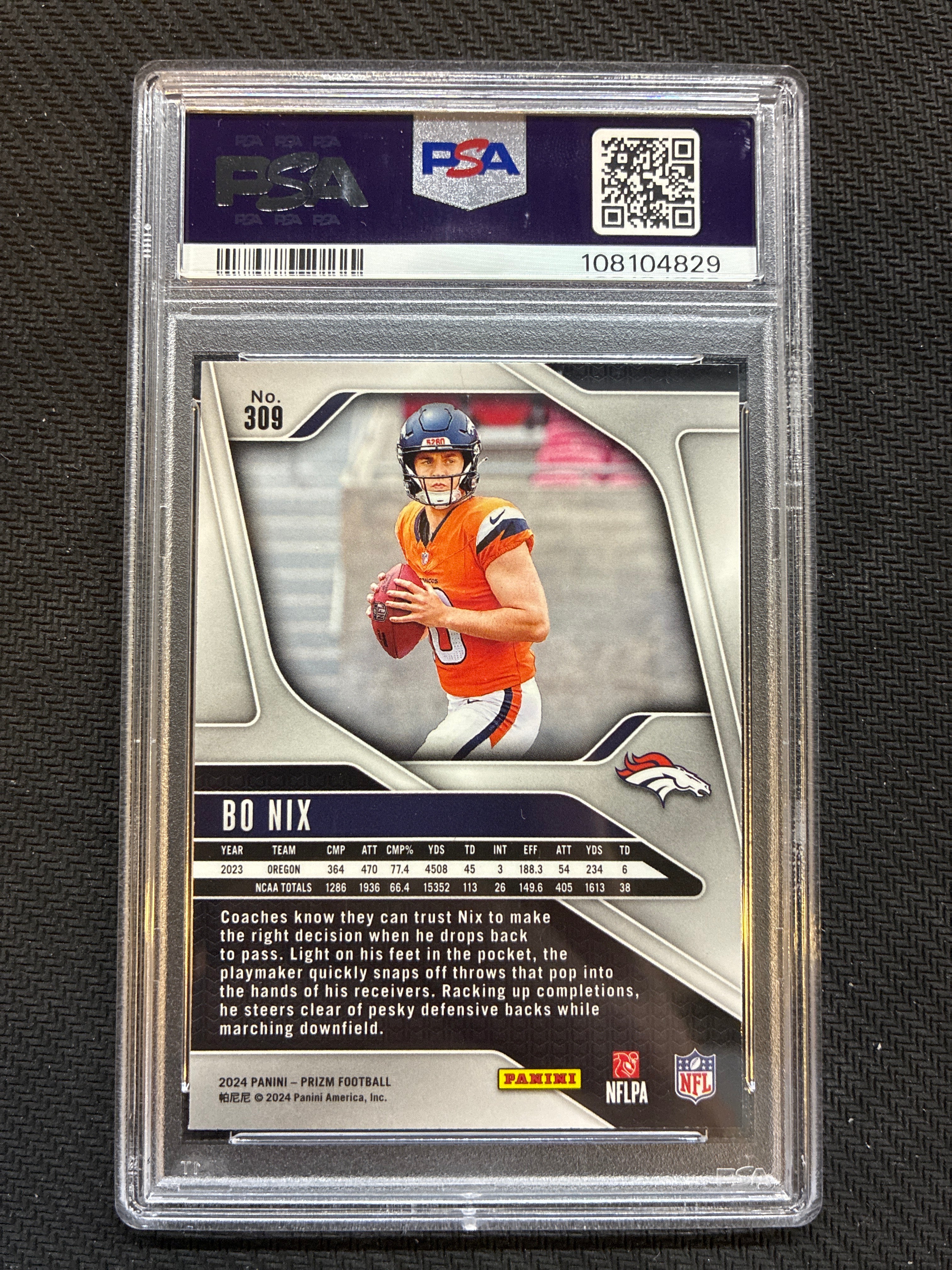 2024 Panini Prizm Bo Nix Rookie PSA 10