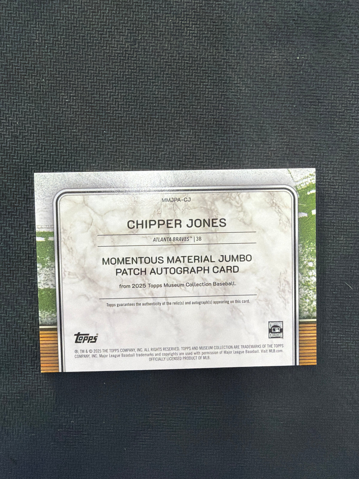 2025 Topps Museum Chipper Jones Patch Auto /5 Braves