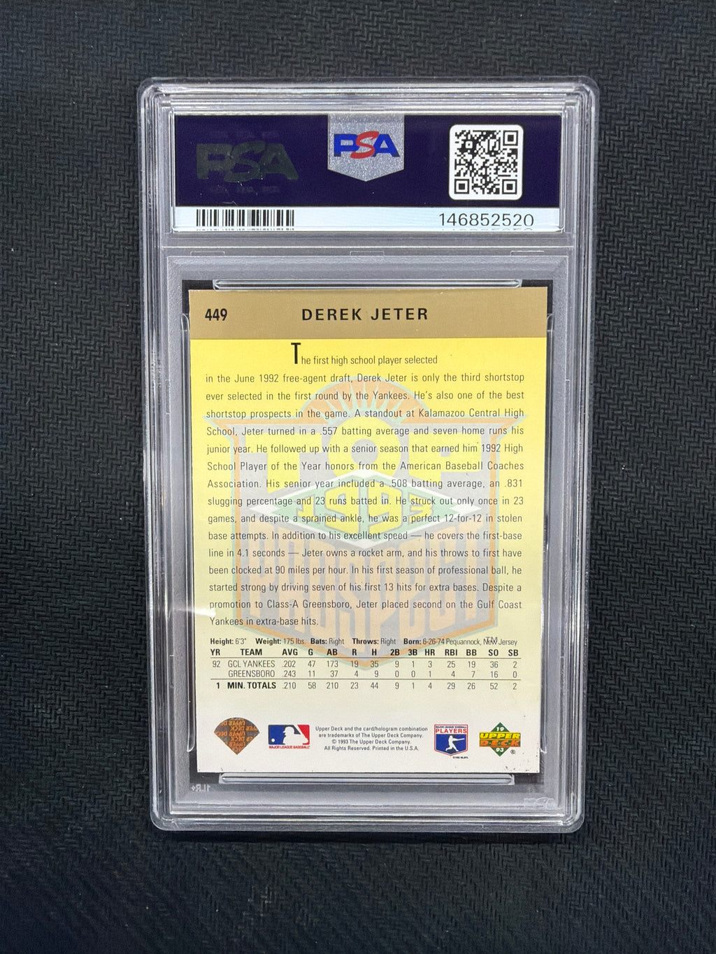 1993 Upper Deck Derek Jeter Gold Hologram Rookie PSA 9 Yankees