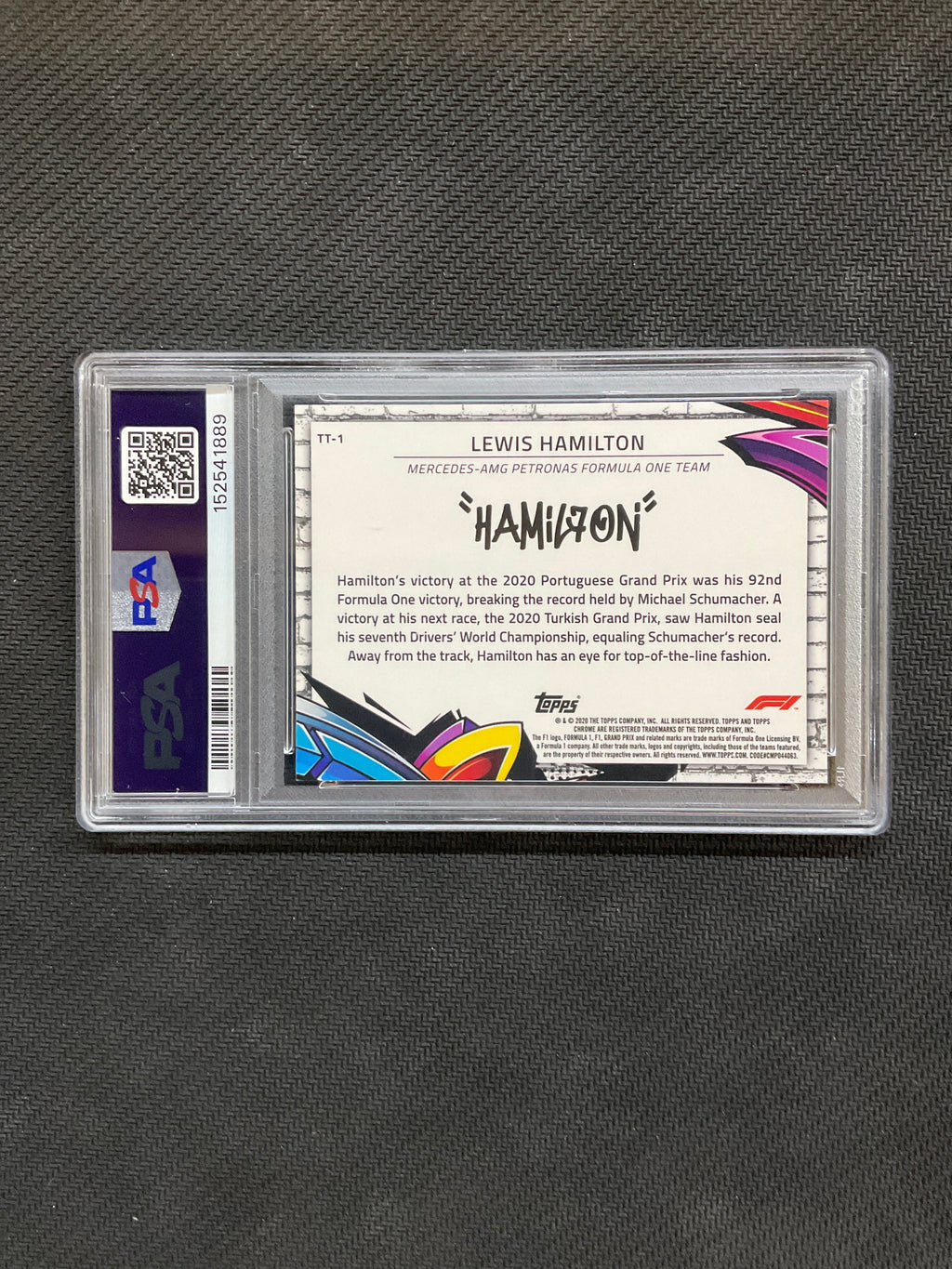 2020 Topps Chrome F1 Lewis Hamilton #1 Rookie Track Tags PSA 10