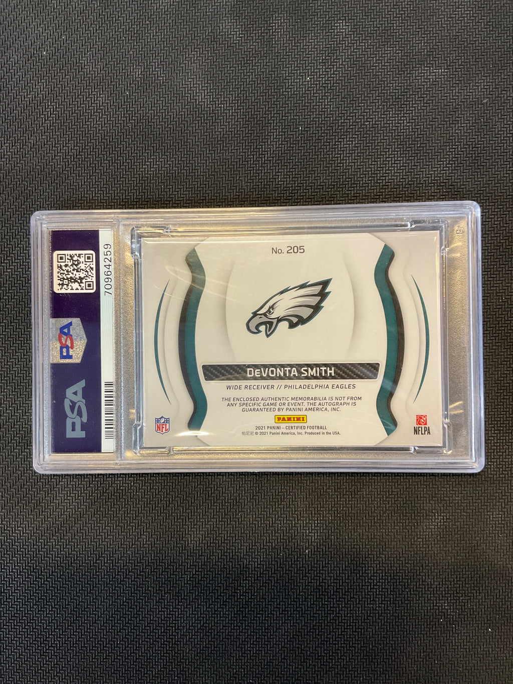 2021 Certified DeVonta Smith Rookie Patch Auto /199 PSA 8 Auto 10