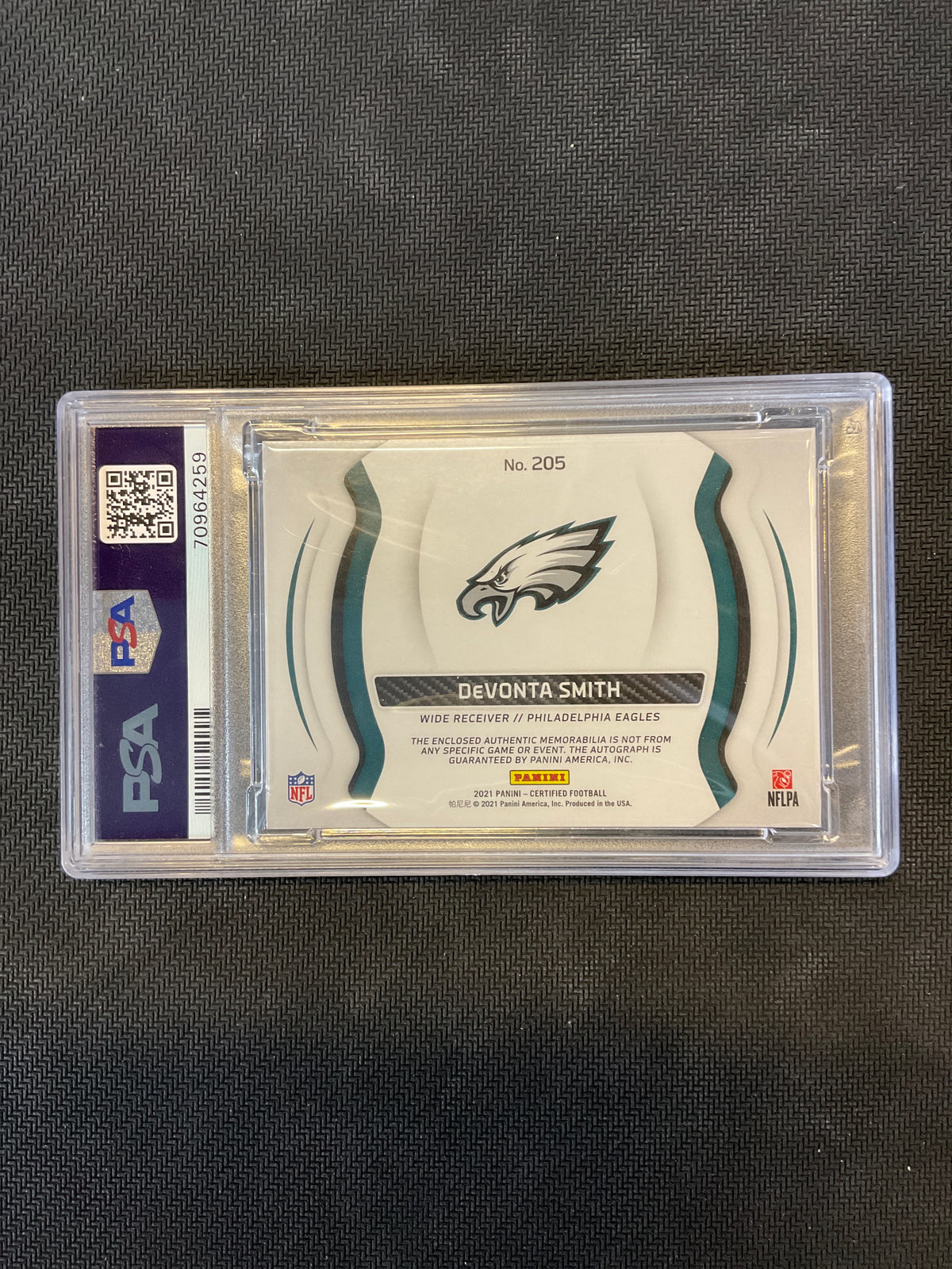 2021 Certified DeVonta Smith Rookie Patch Auto /199 PSA 8 Auto 10