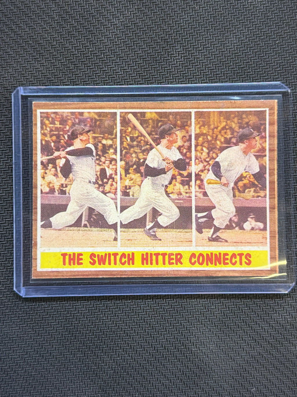 1962 Topps The Switch Hitter Connects #318 Mickey Mantle Yankees