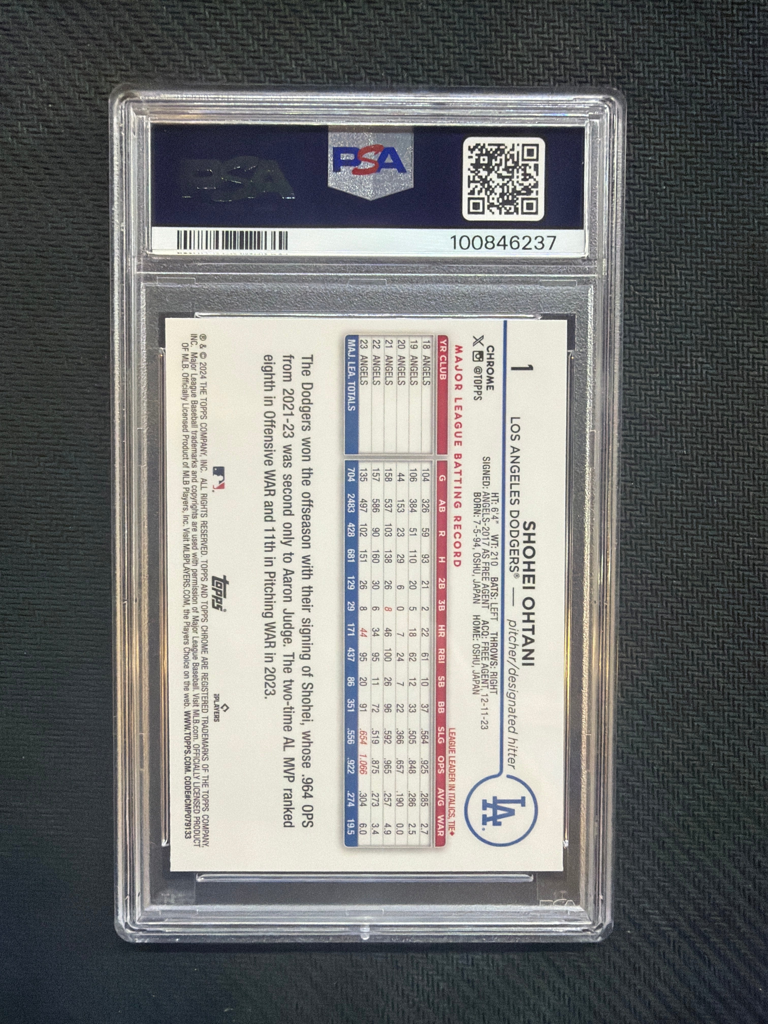 2024 Topps Chrome LogoFractor Shohei Ohtani Gold Refractor PSA 10