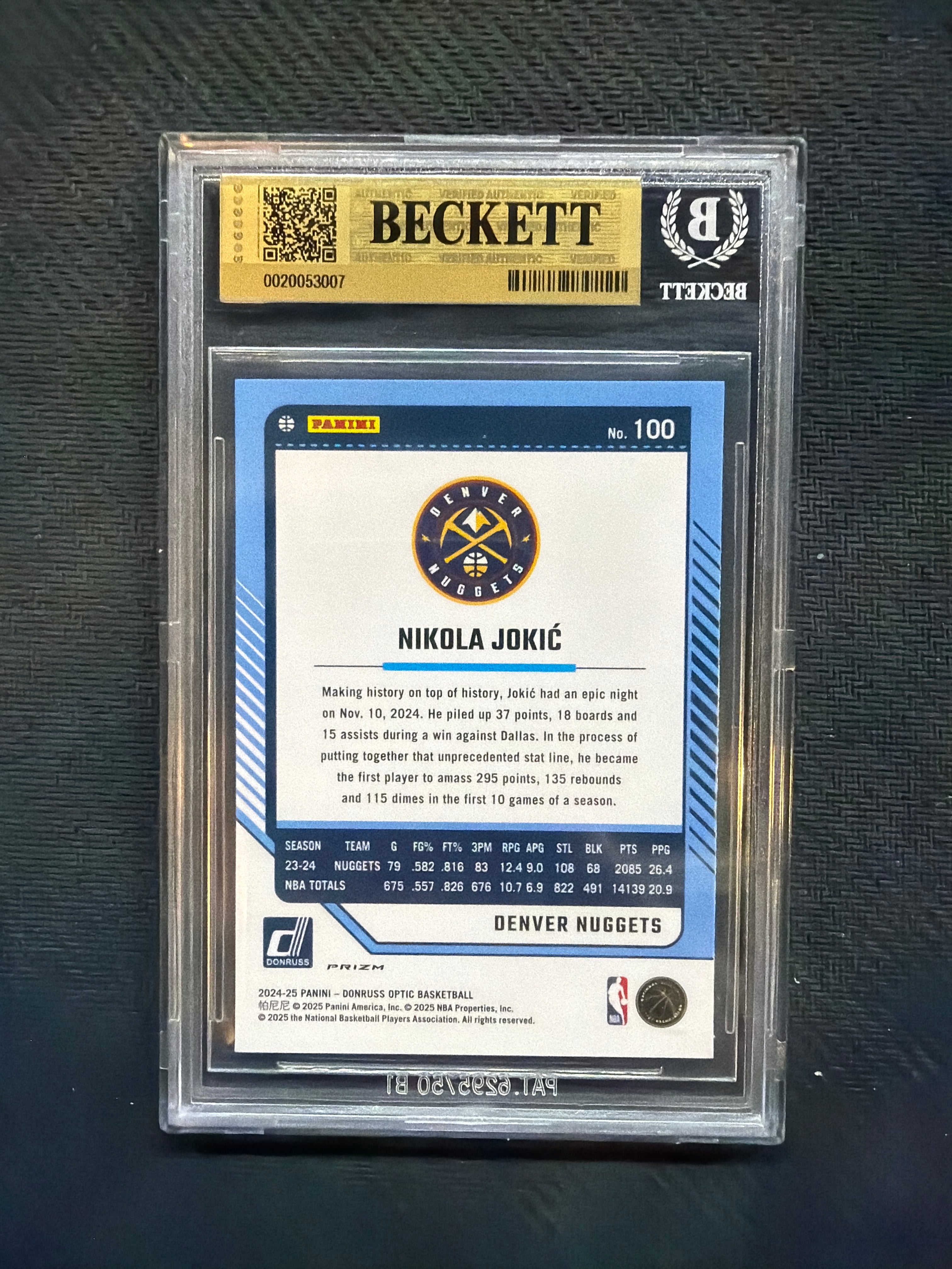 2024-25 Donruss Optic Nikola Jokic Holo BGS 9.5 Nuggets