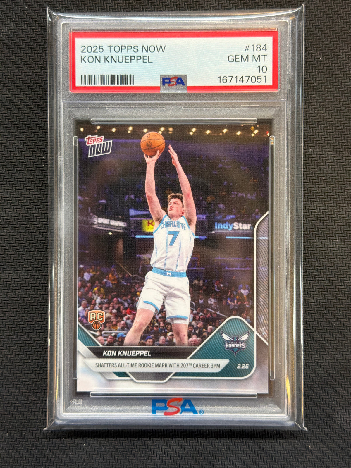 2025/26 Topps Now Kon Knueppel Rookie #184 Career 3PM PSA 10 051